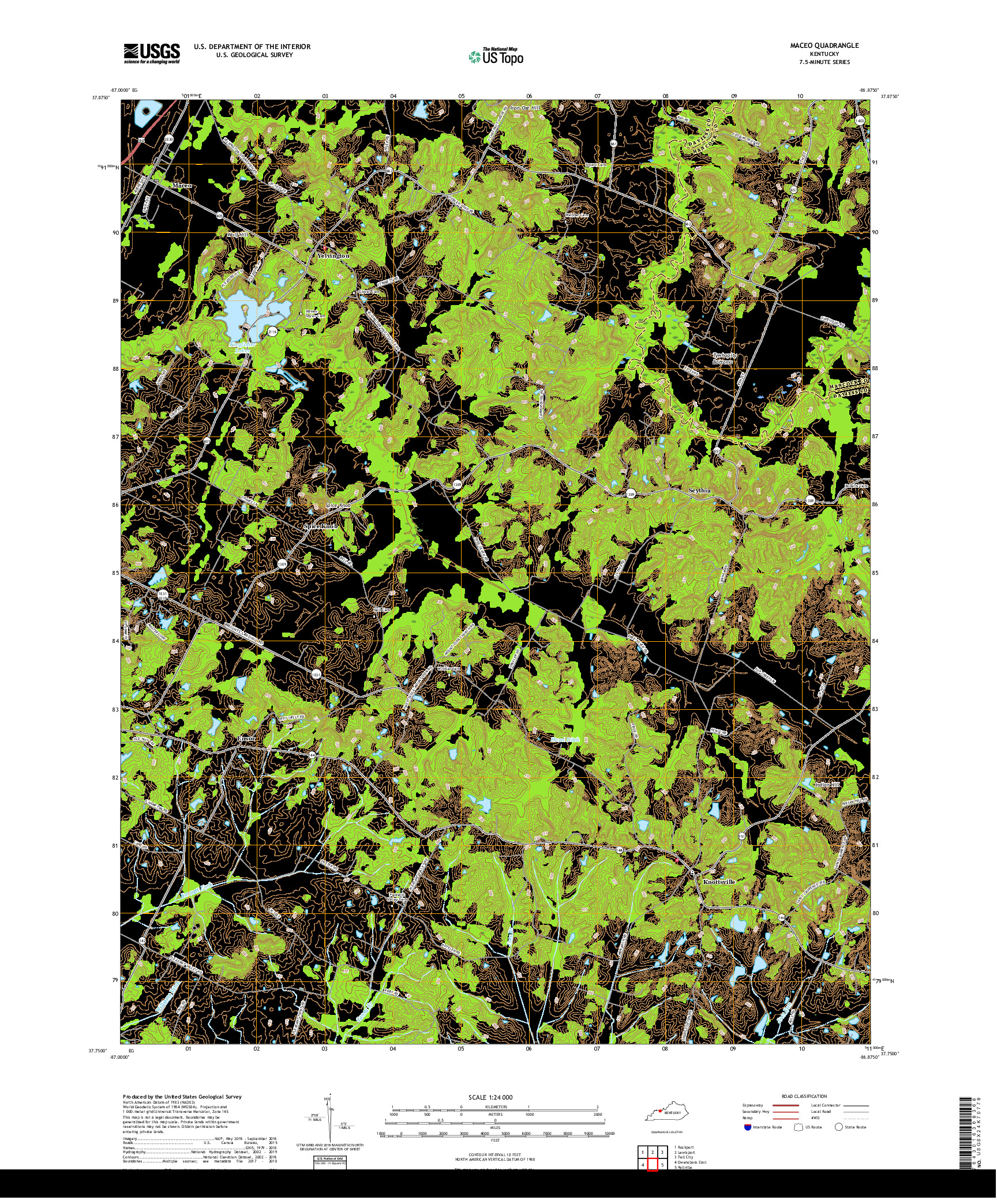 USGS US TOPO 7.5-MINUTE MAP FOR MACEO, KY 2019