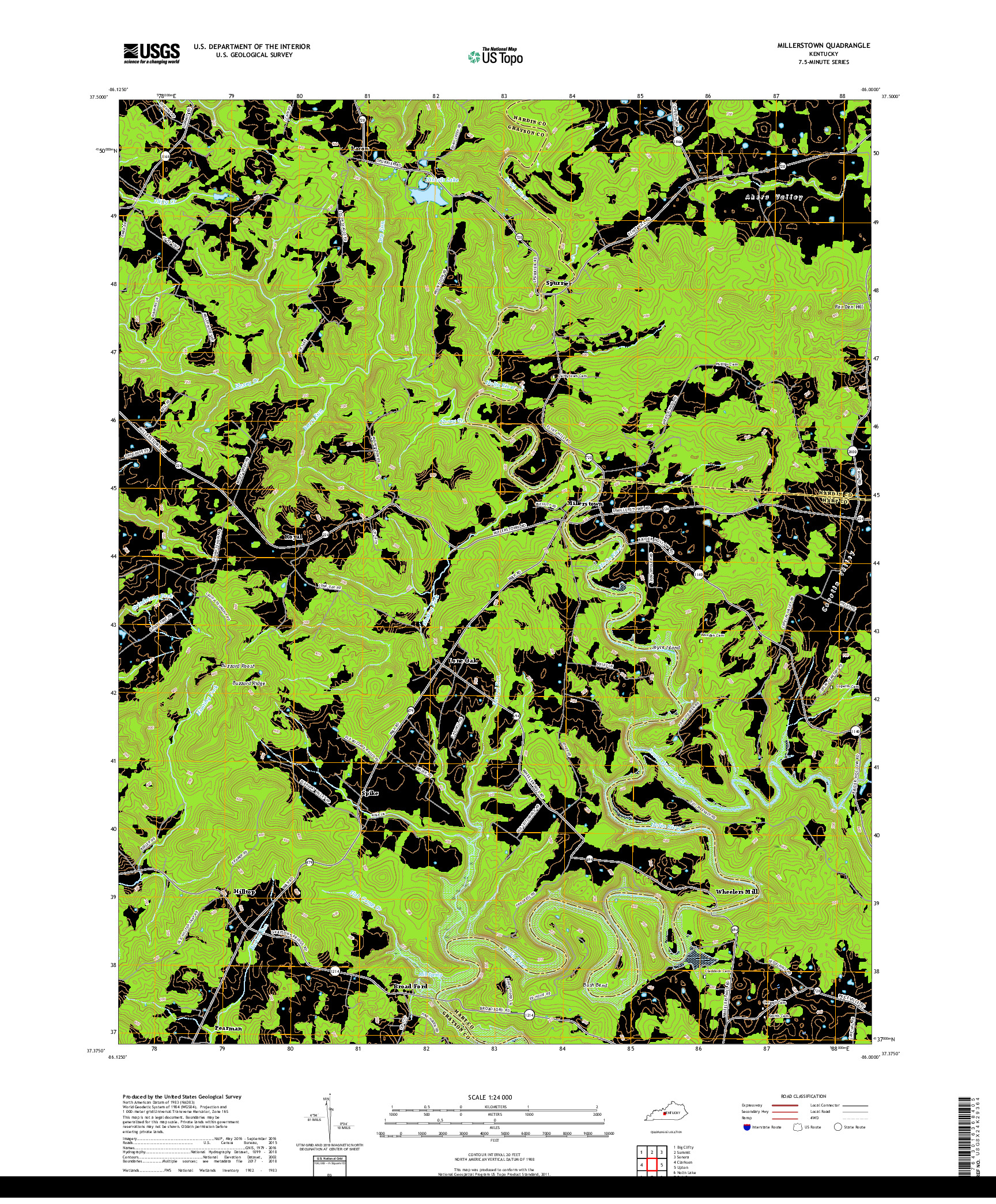 USGS US TOPO 7.5-MINUTE MAP FOR MILLERSTOWN, KY 2019