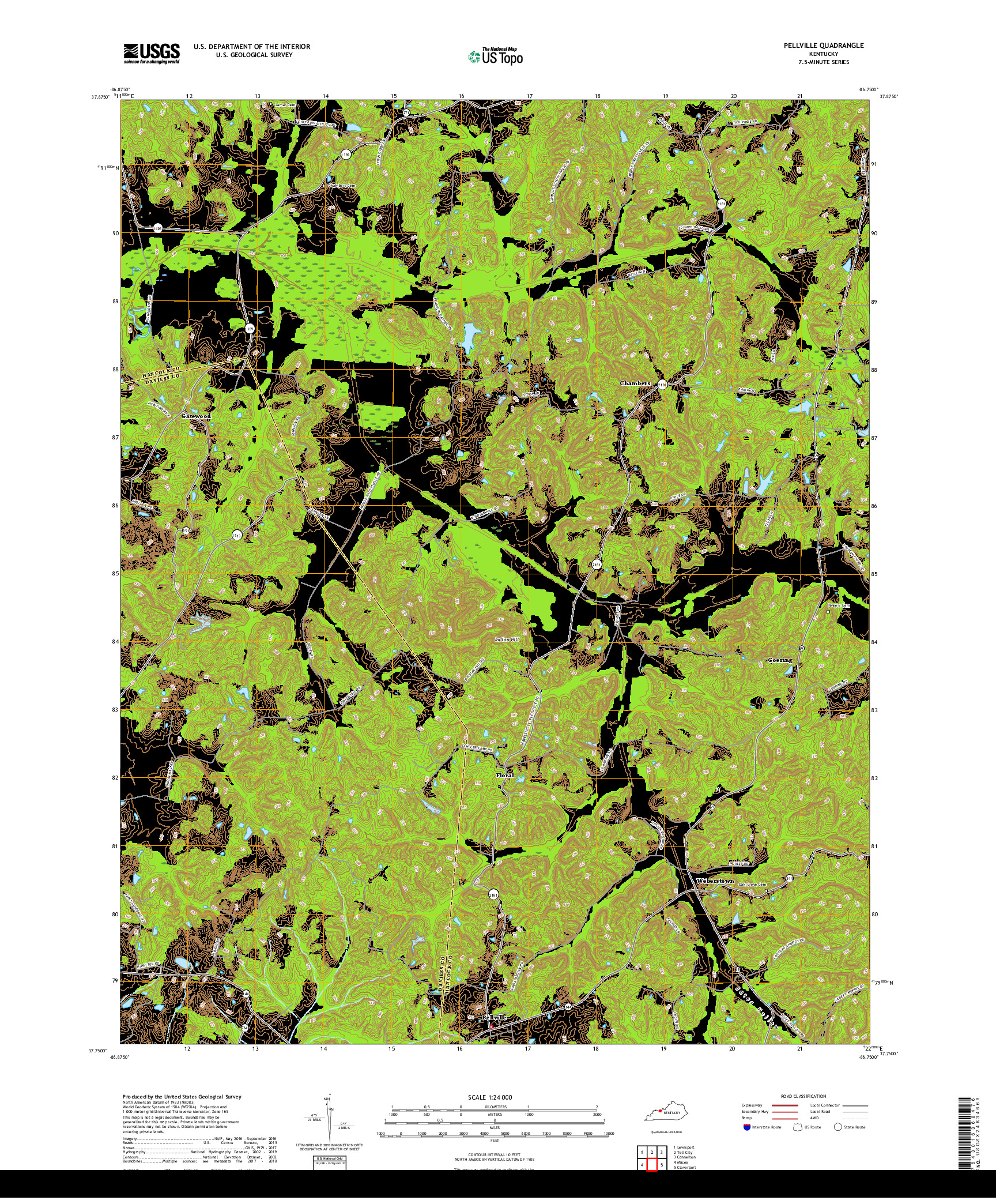 USGS US TOPO 7.5-MINUTE MAP FOR PELLVILLE, KY 2019