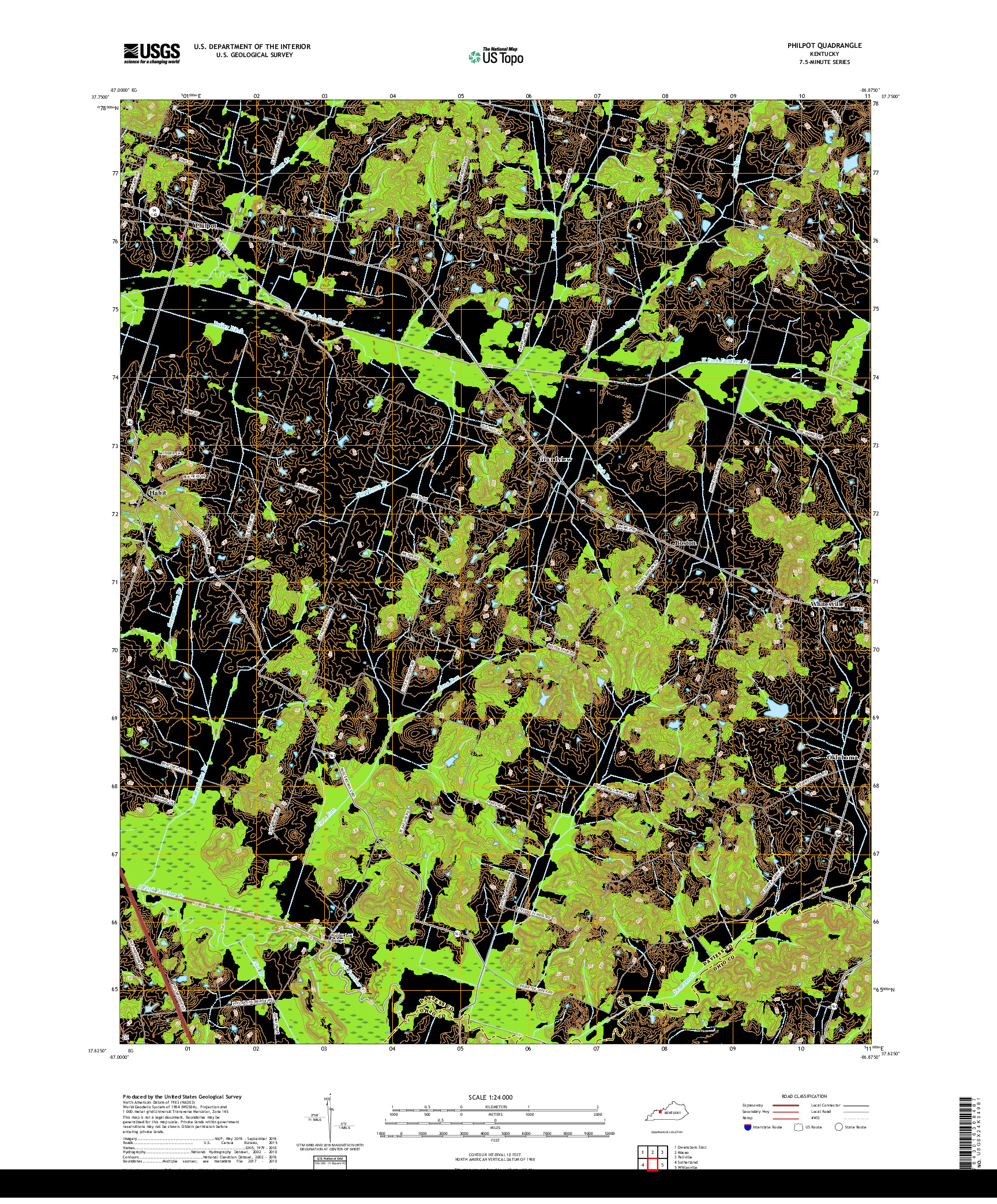 USGS US TOPO 7.5-MINUTE MAP FOR PHILPOT, KY 2019