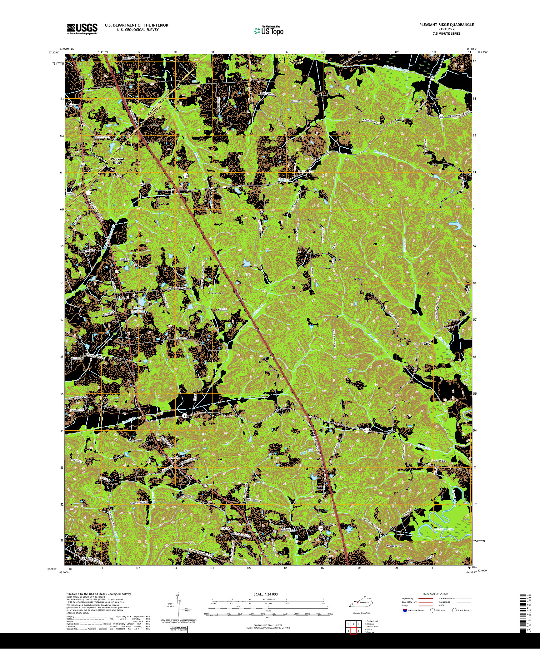 USGS US TOPO 7.5-MINUTE MAP FOR PLEASANT RIDGE, KY 2019