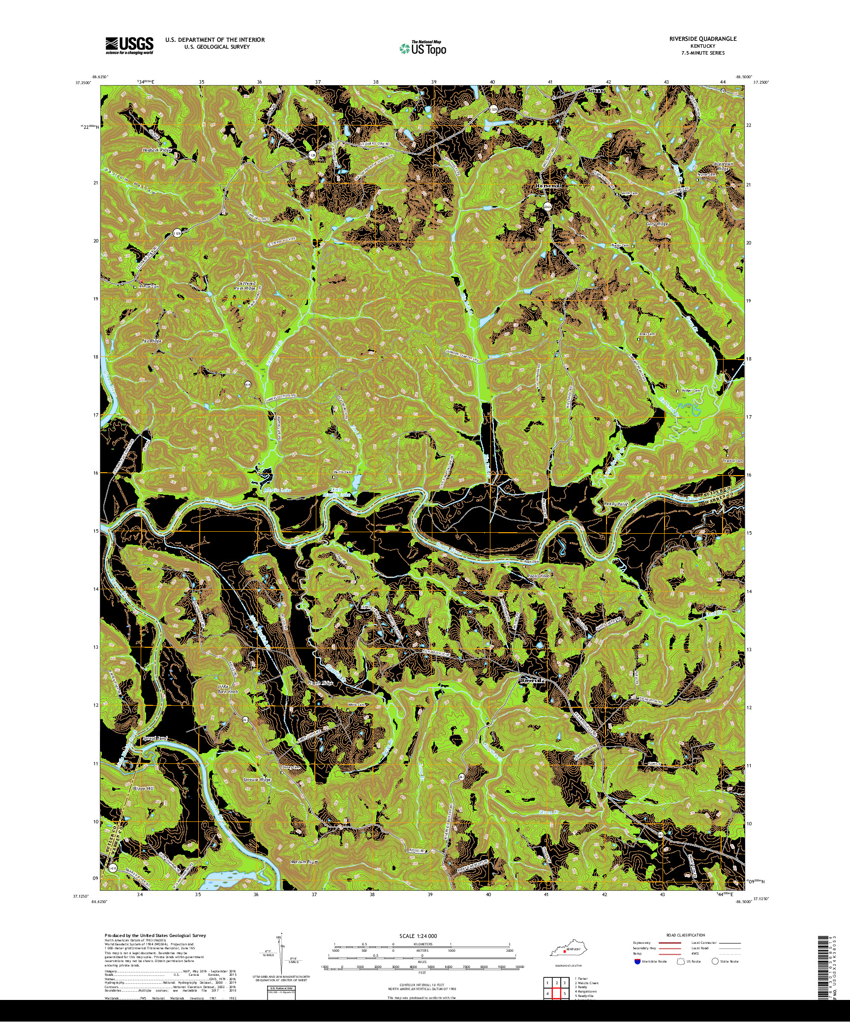 USGS US TOPO 7.5-MINUTE MAP FOR RIVERSIDE, KY 2019