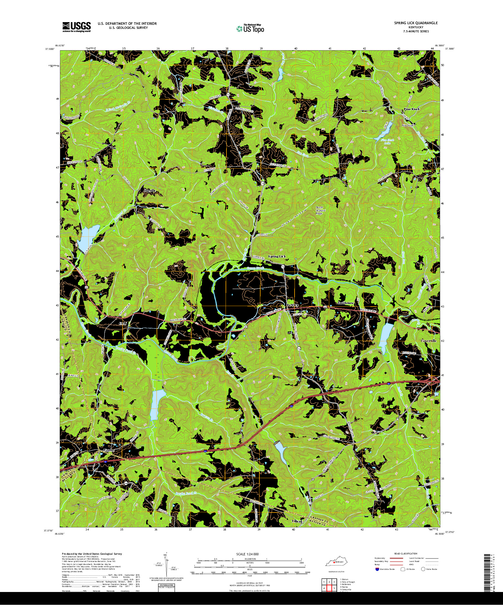 USGS US TOPO 7.5-MINUTE MAP FOR SPRING LICK, KY 2019