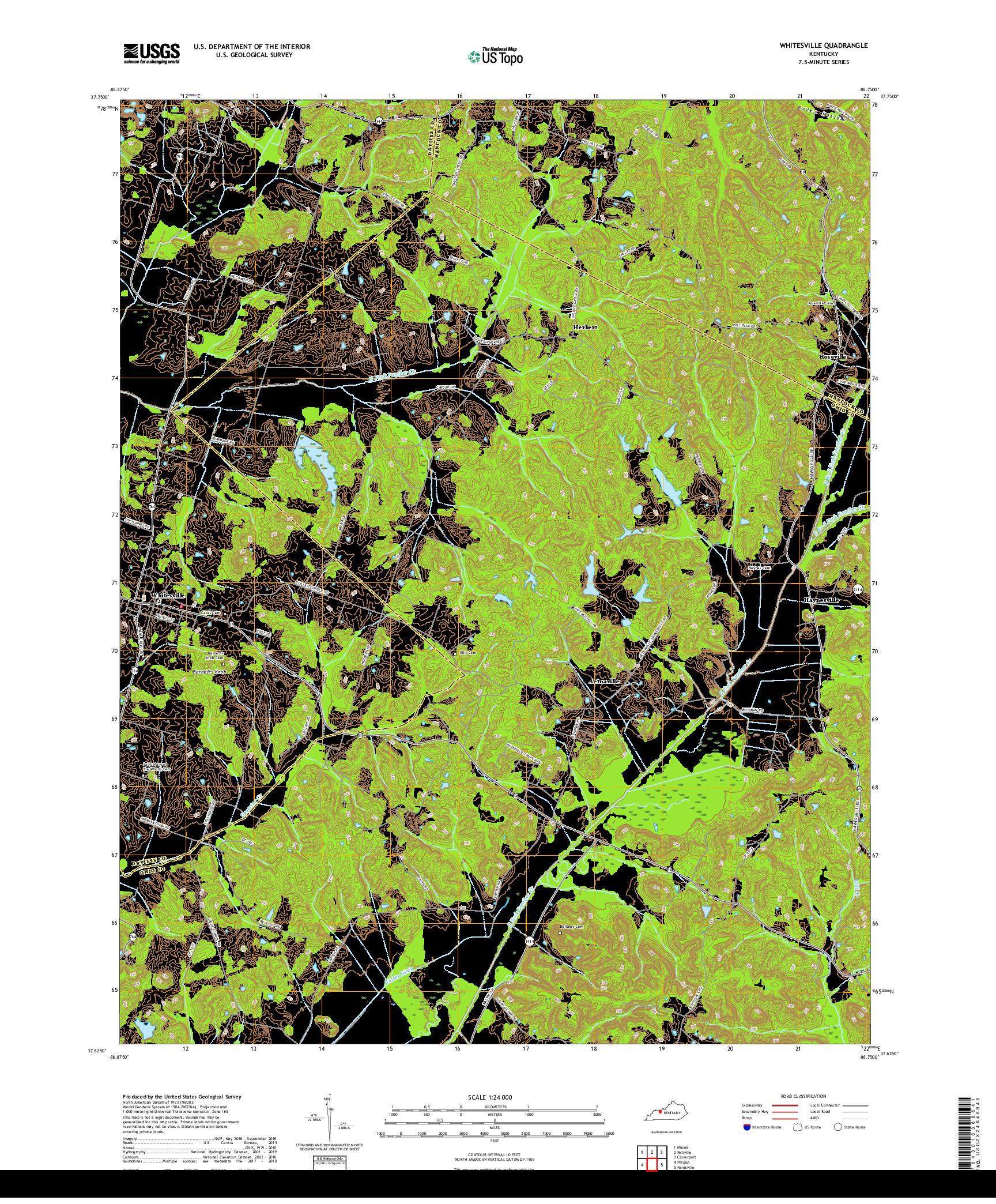 USGS US TOPO 7.5-MINUTE MAP FOR WHITESVILLE, KY 2019