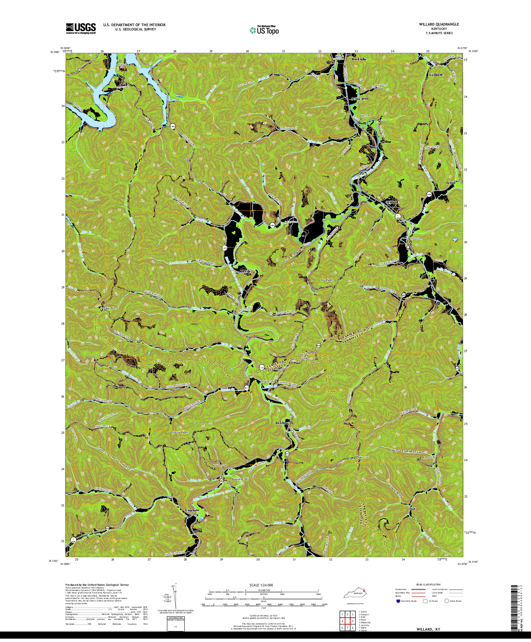 USGS US TOPO 7.5-MINUTE MAP FOR WILLARD, KY 2019