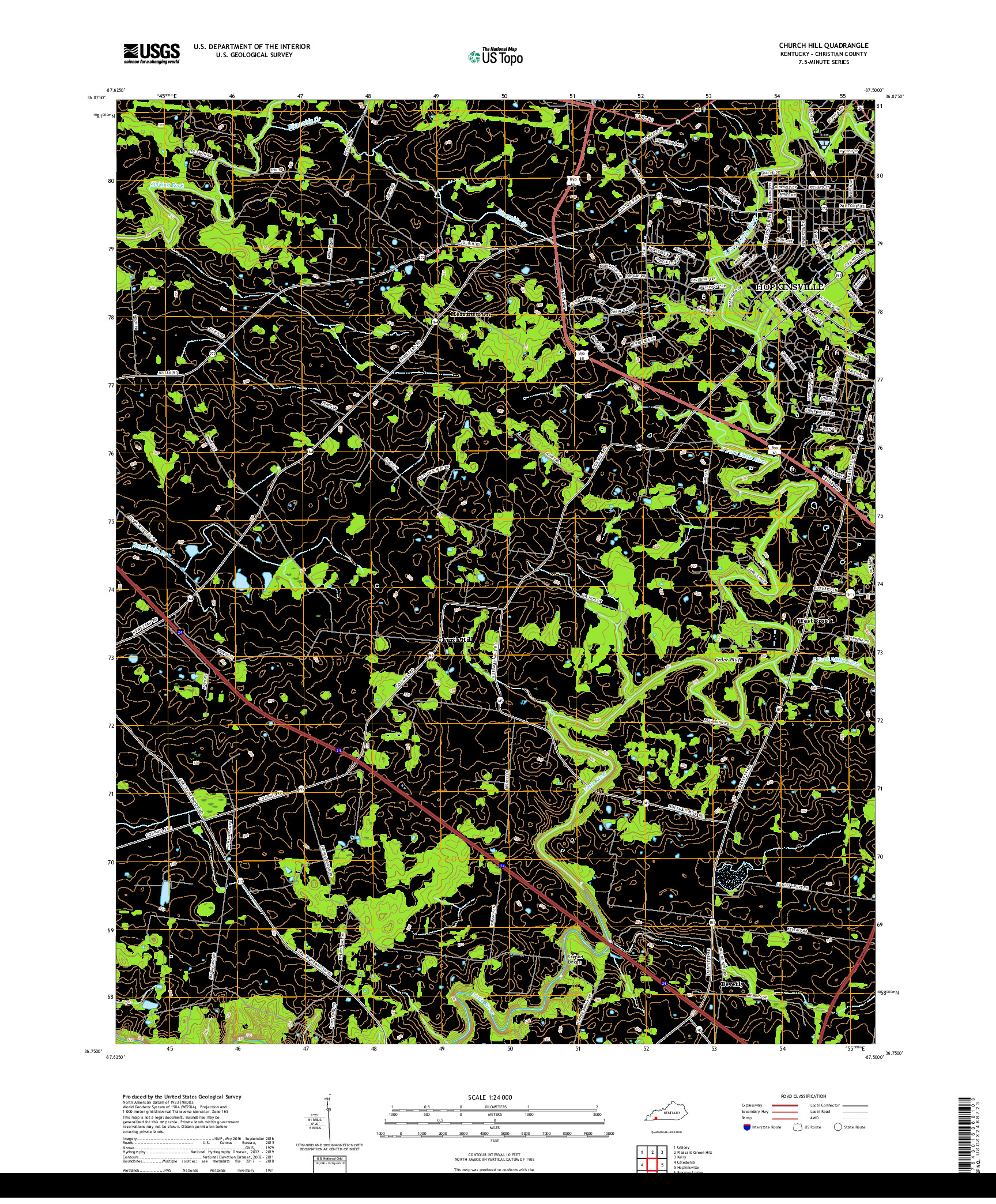 USGS US TOPO 7.5-MINUTE MAP FOR CHURCH HILL, KY 2019