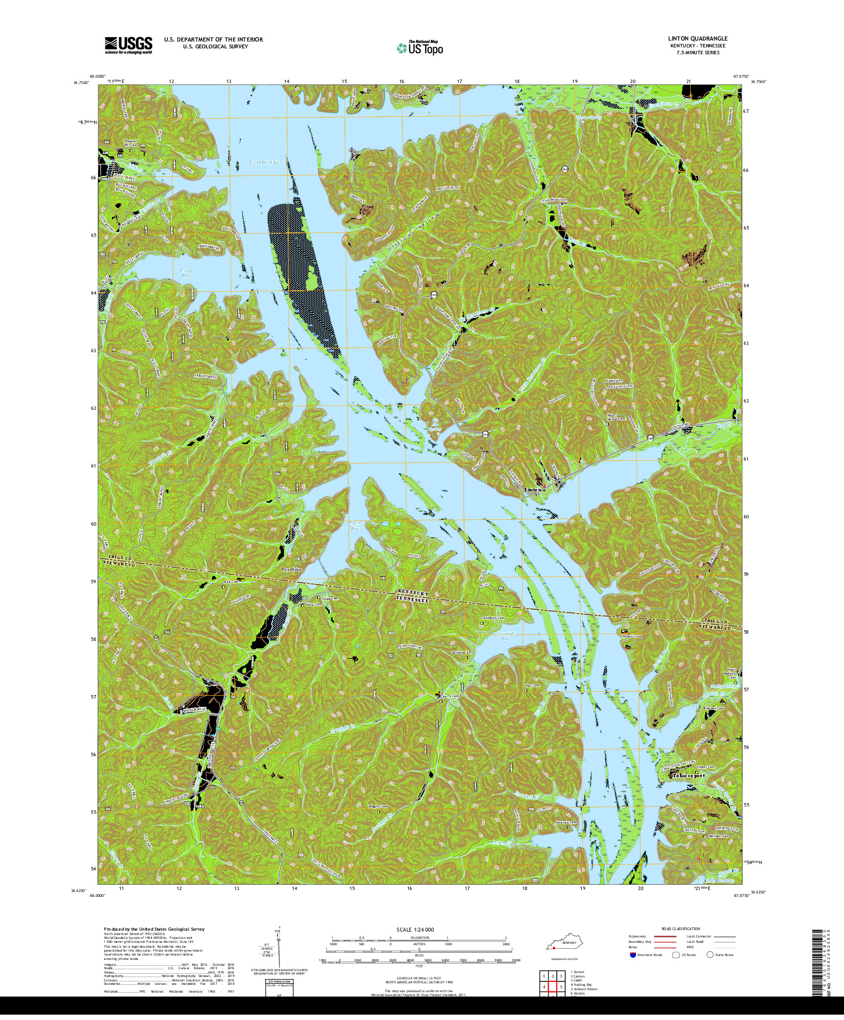 USGS US TOPO 7.5-MINUTE MAP FOR LINTON, KY,TN 2019