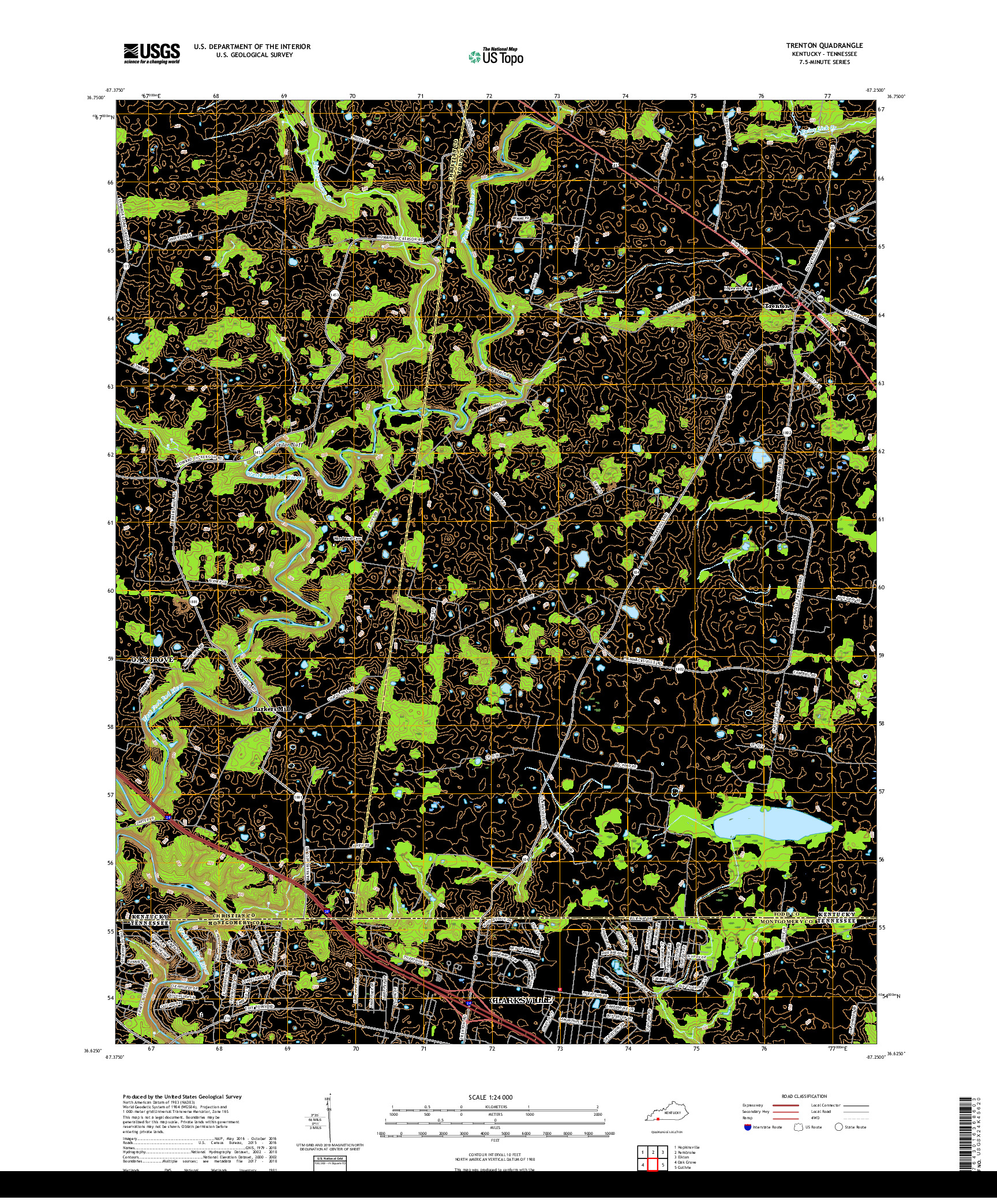 USGS US TOPO 7.5-MINUTE MAP FOR TRENTON, KY,TN 2019