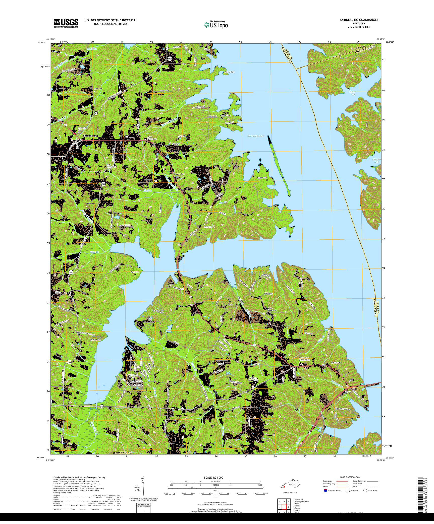 USGS US TOPO 7.5-MINUTE MAP FOR FAIRDEALING, KY 2019