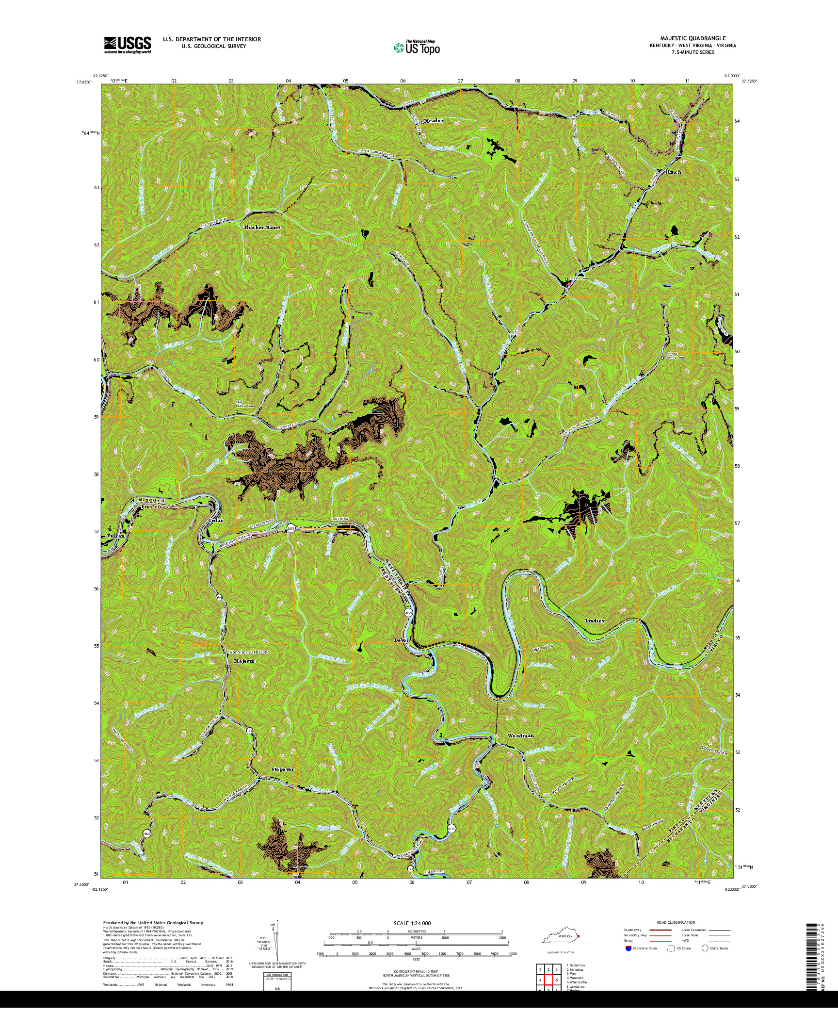 USGS US TOPO 7.5-MINUTE MAP FOR MAJESTIC, KY,WV,VA 2019
