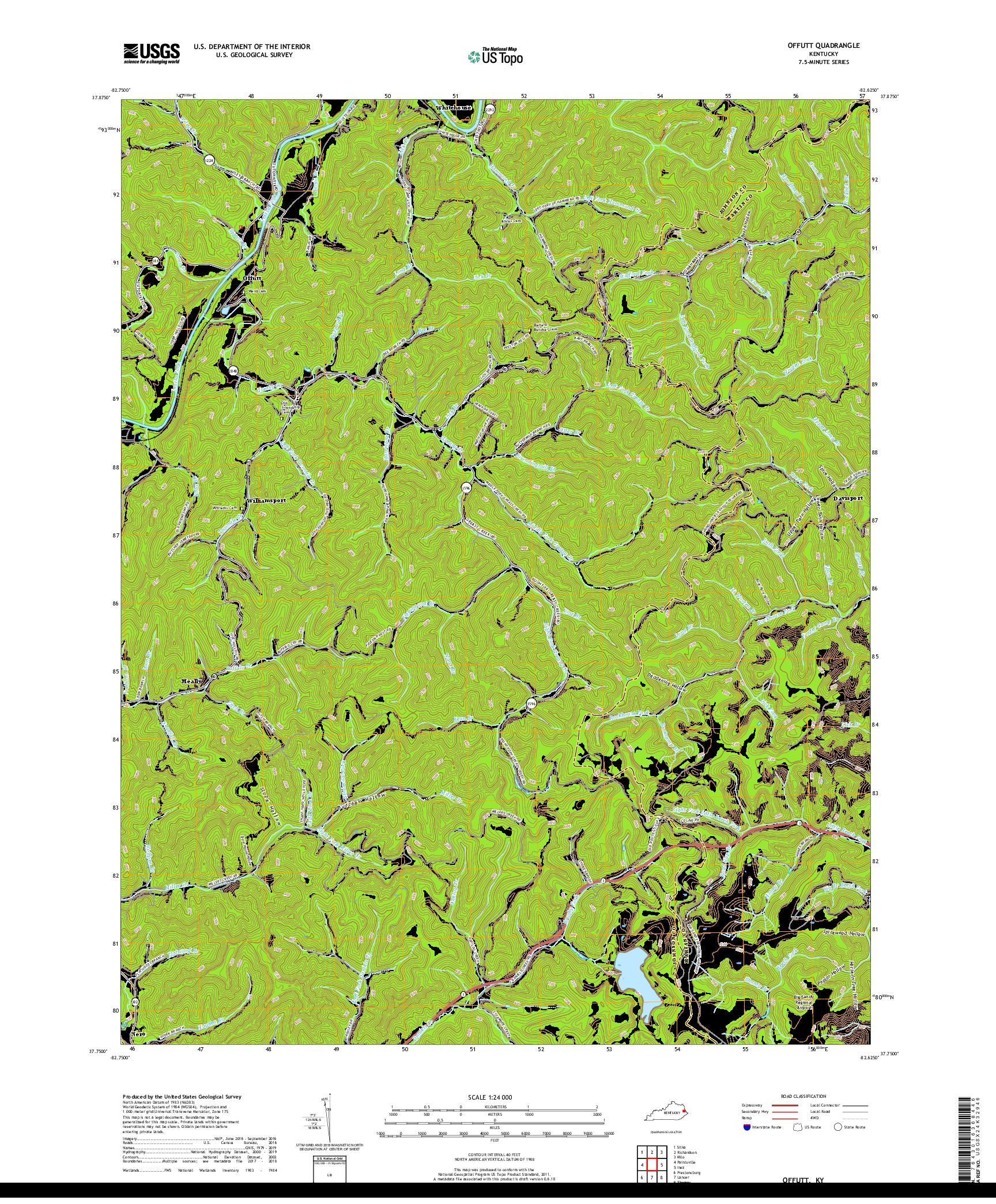 USGS US TOPO 7.5-MINUTE MAP FOR OFFUTT, KY 2019