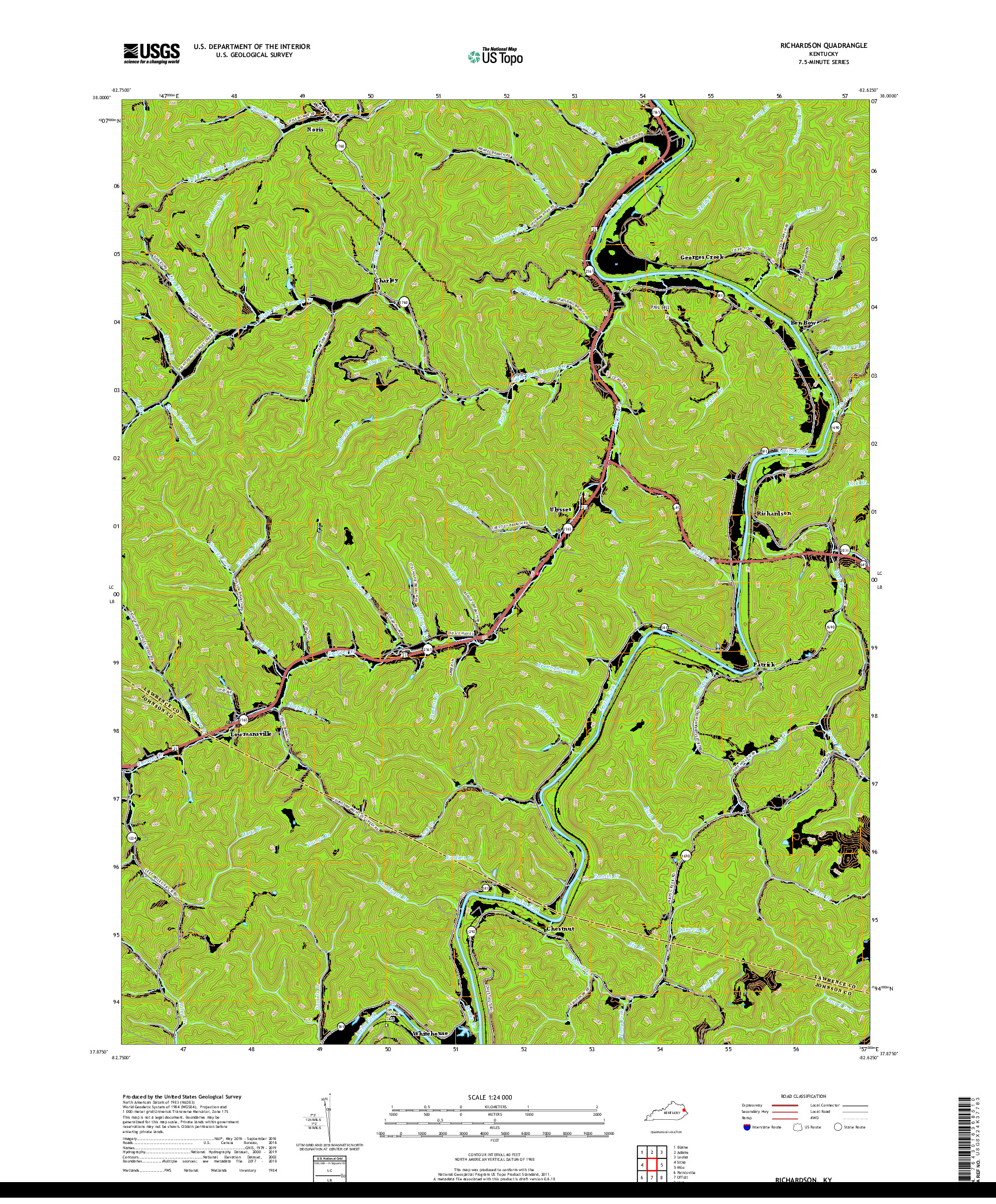 USGS US TOPO 7.5-MINUTE MAP FOR RICHARDSON, KY 2019