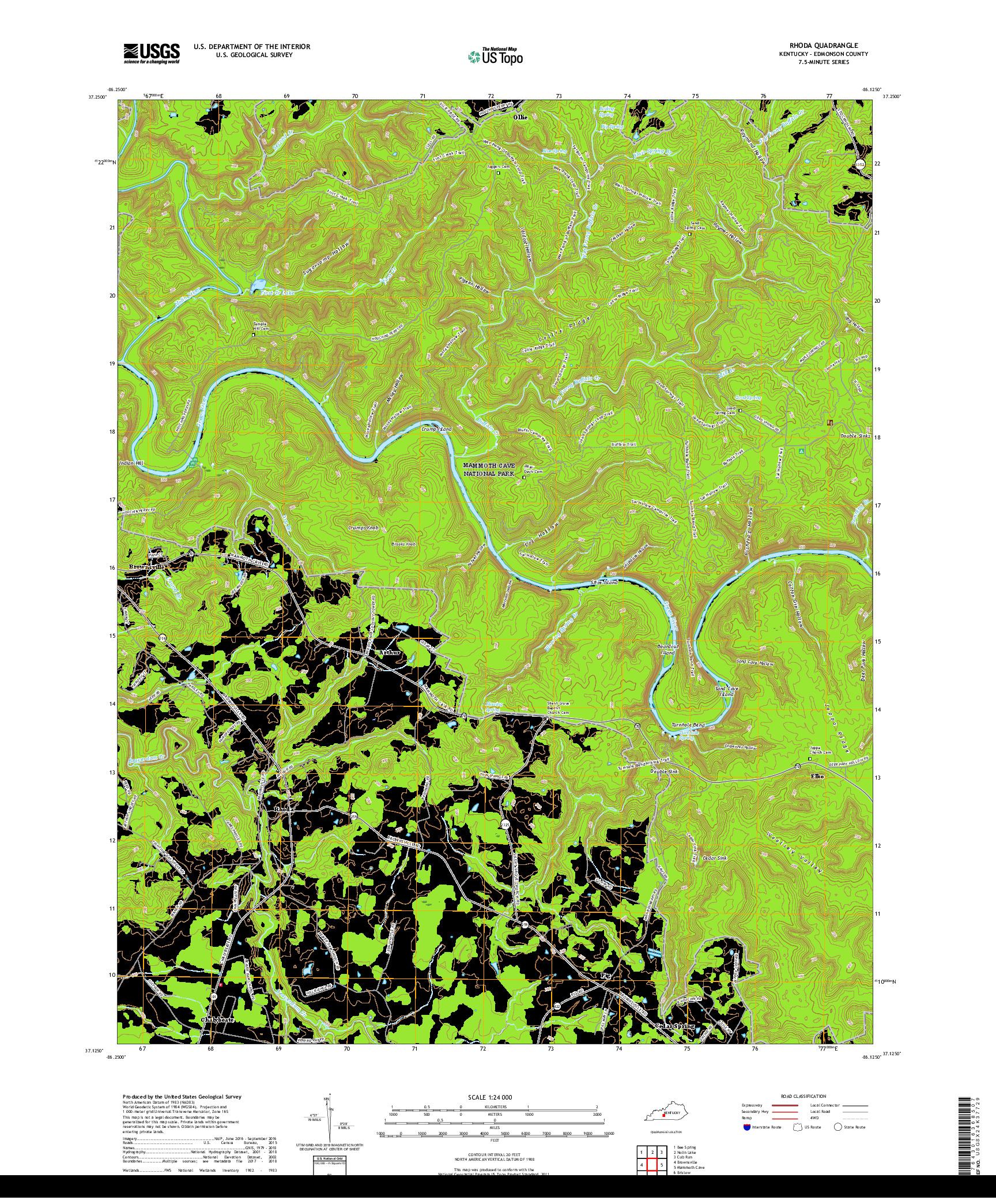 USGS US TOPO 7.5-MINUTE MAP FOR RHODA, KY 2019