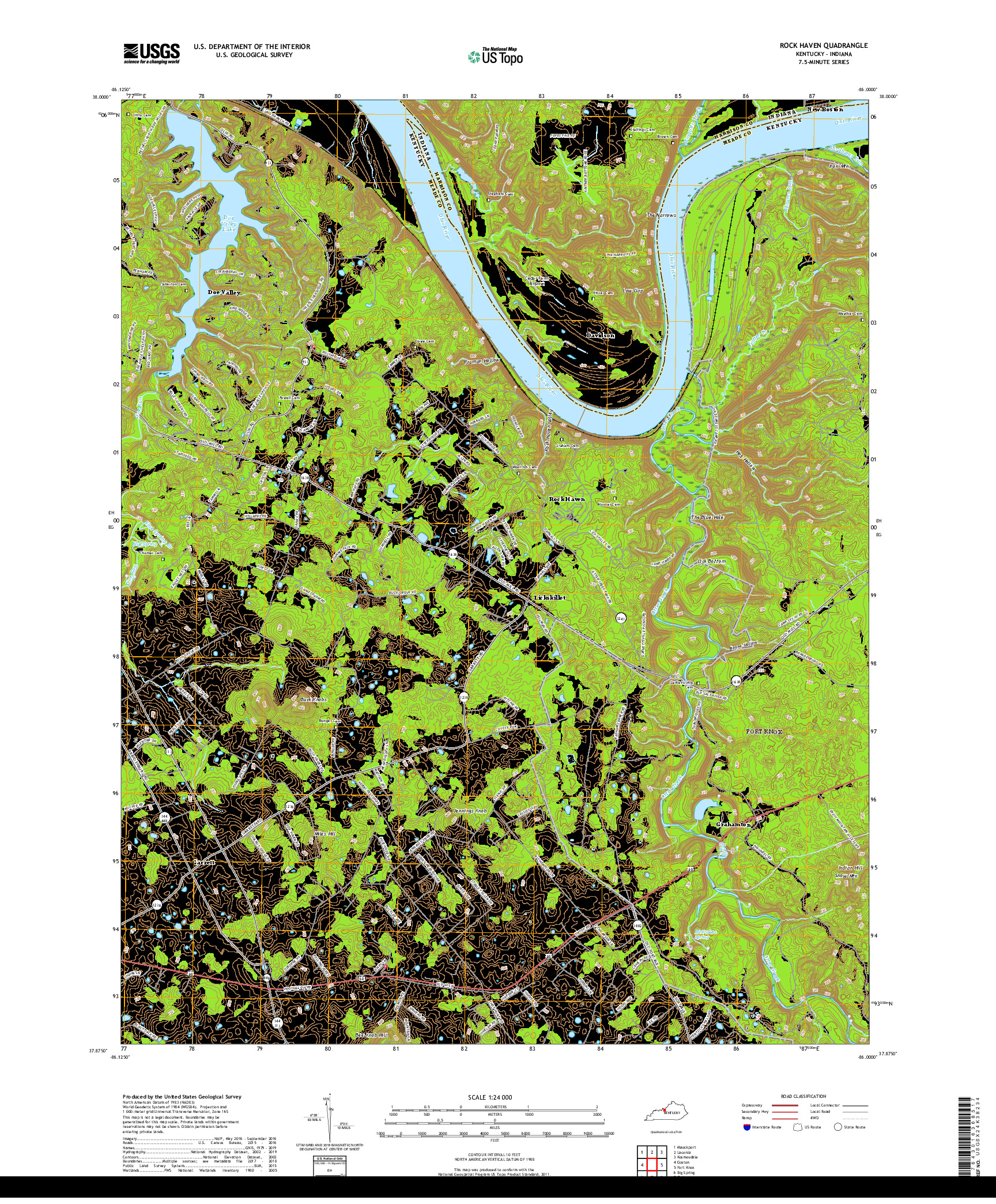 USGS US TOPO 7.5-MINUTE MAP FOR ROCK HAVEN, KY,IN 2019