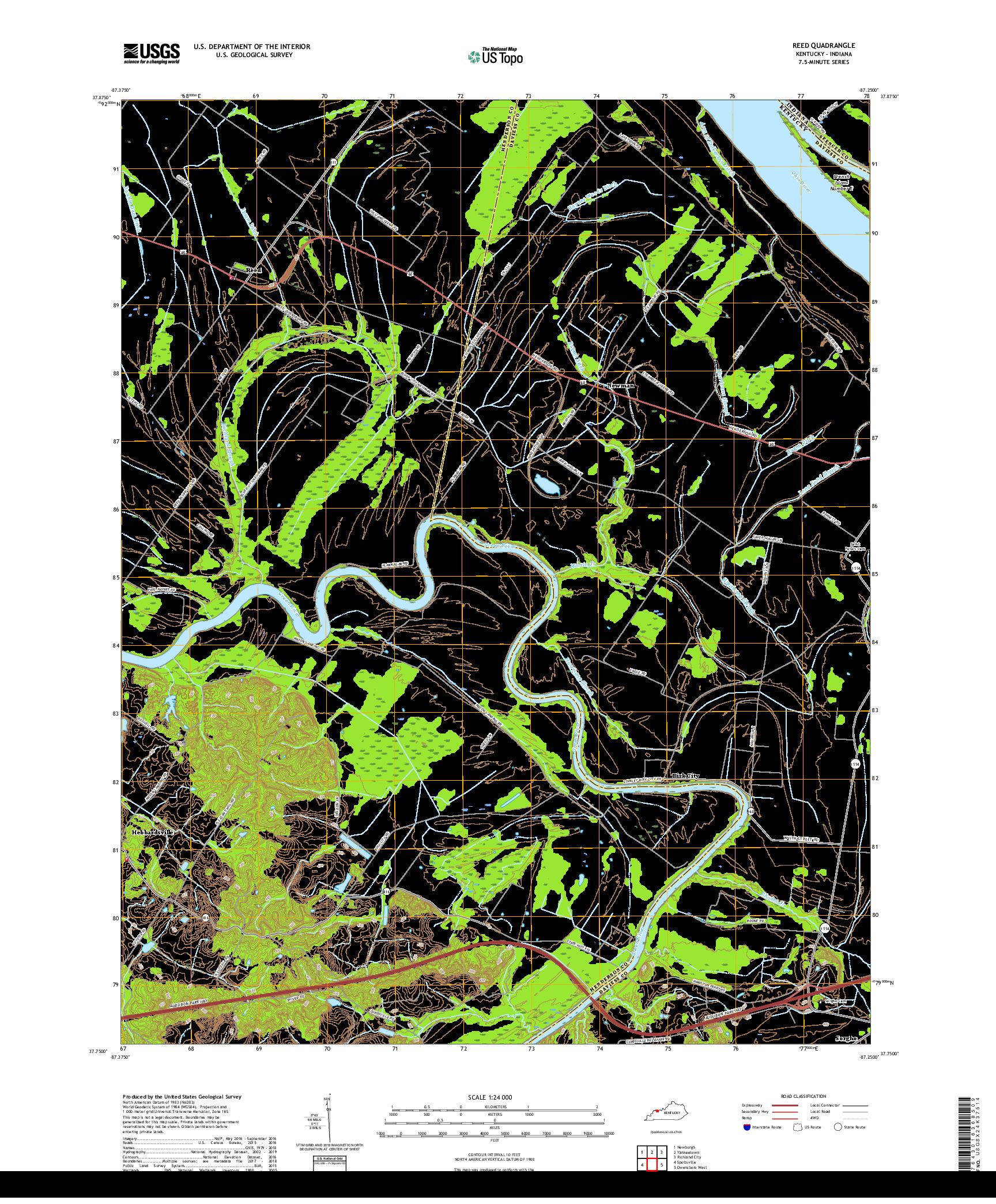 USGS US TOPO 7.5-MINUTE MAP FOR REED, KY,IN 2019