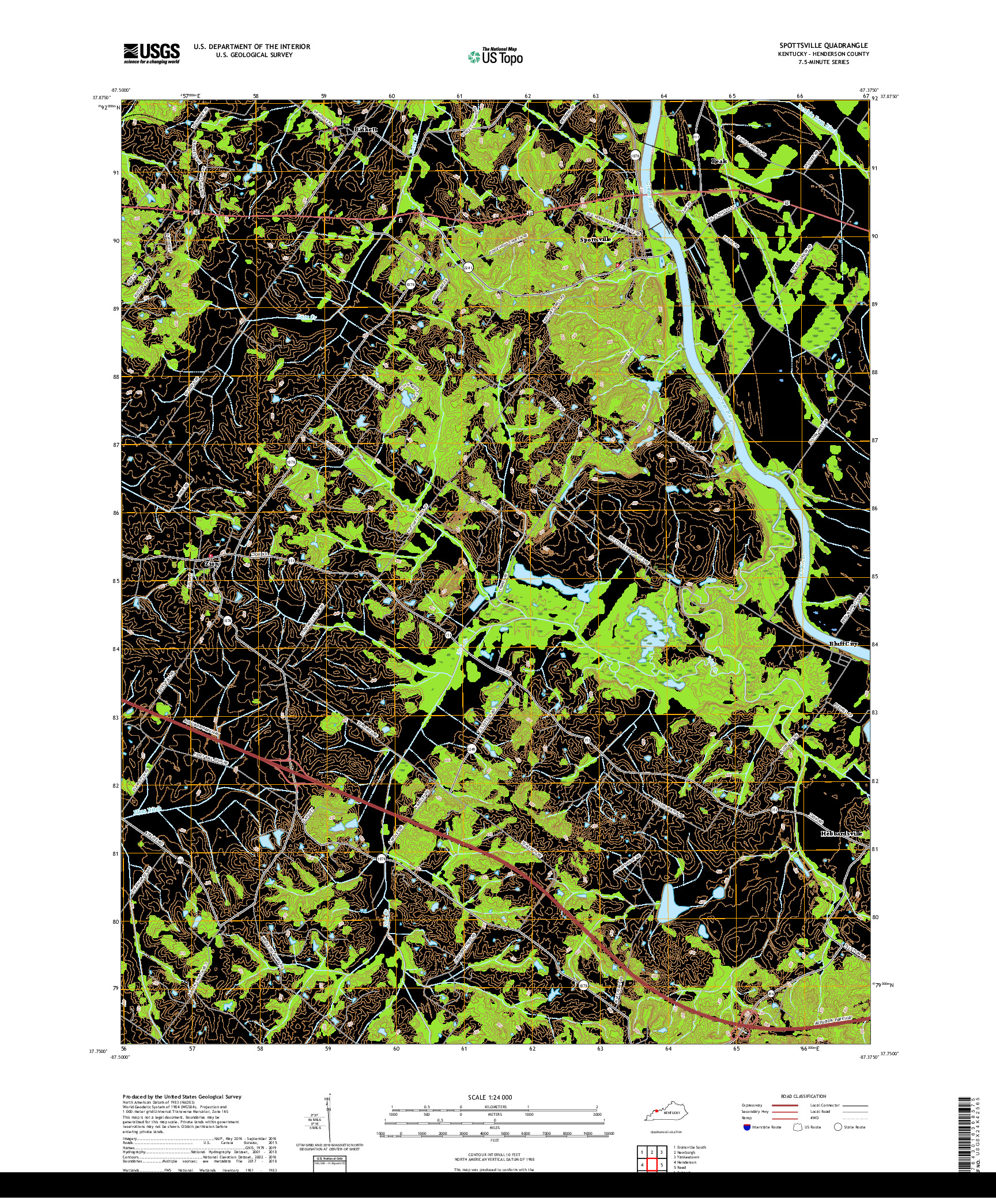 USGS US TOPO 7.5-MINUTE MAP FOR SPOTTSVILLE, KY 2019