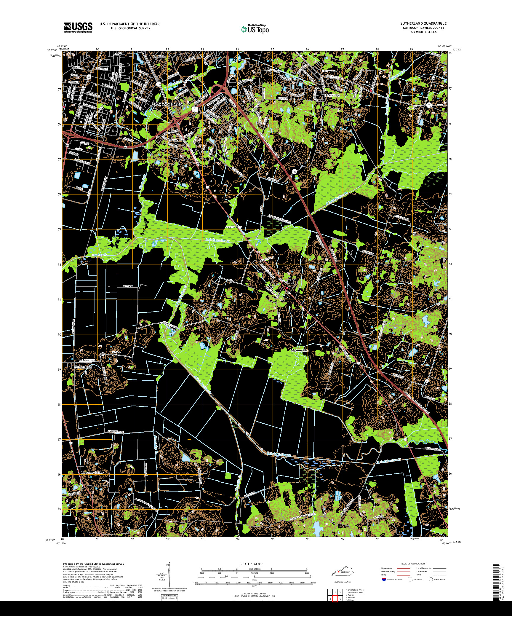 USGS US TOPO 7.5-MINUTE MAP FOR SUTHERLAND, KY 2019