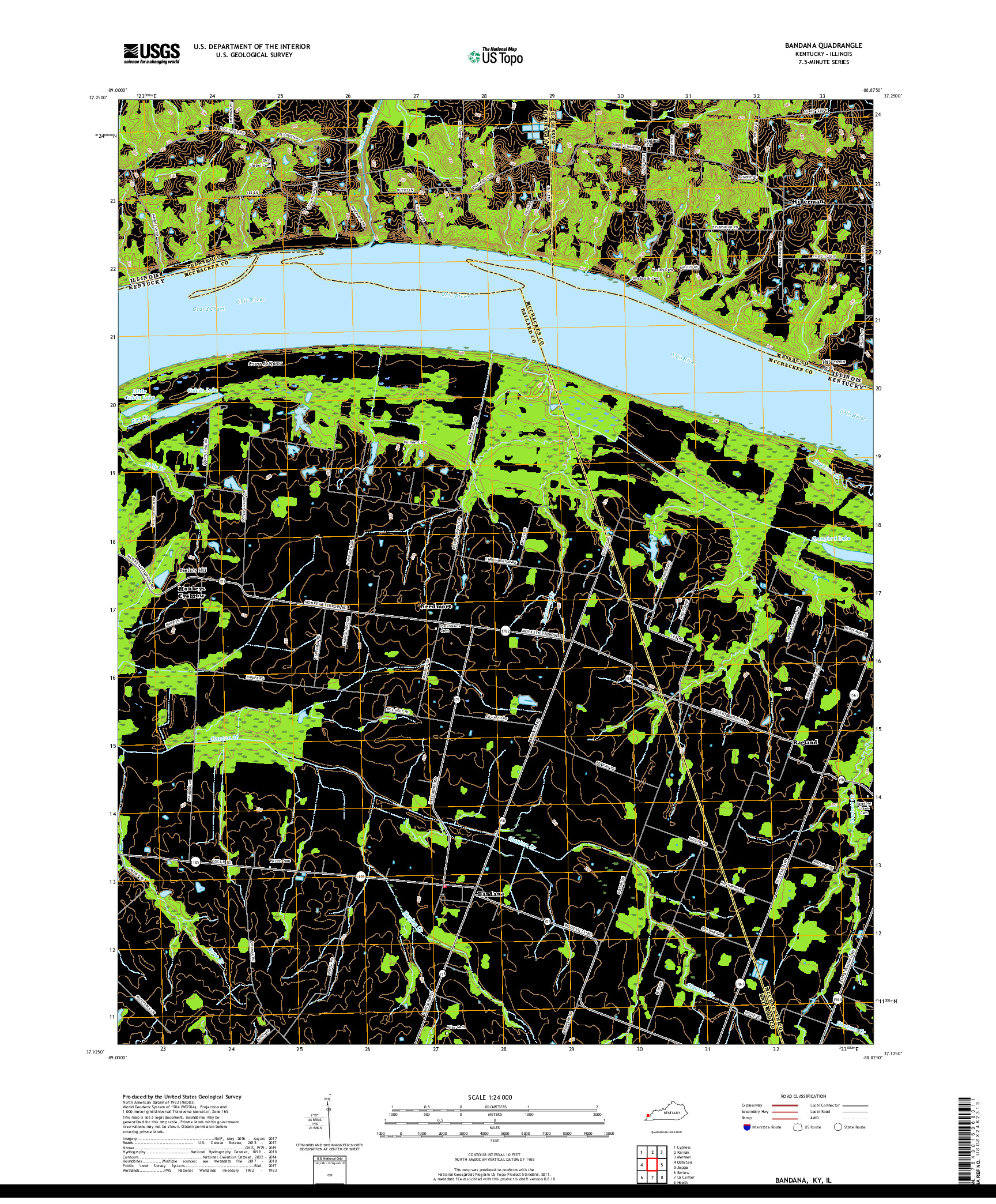 USGS US TOPO 7.5-MINUTE MAP FOR BANDANA, KY,IL 2019