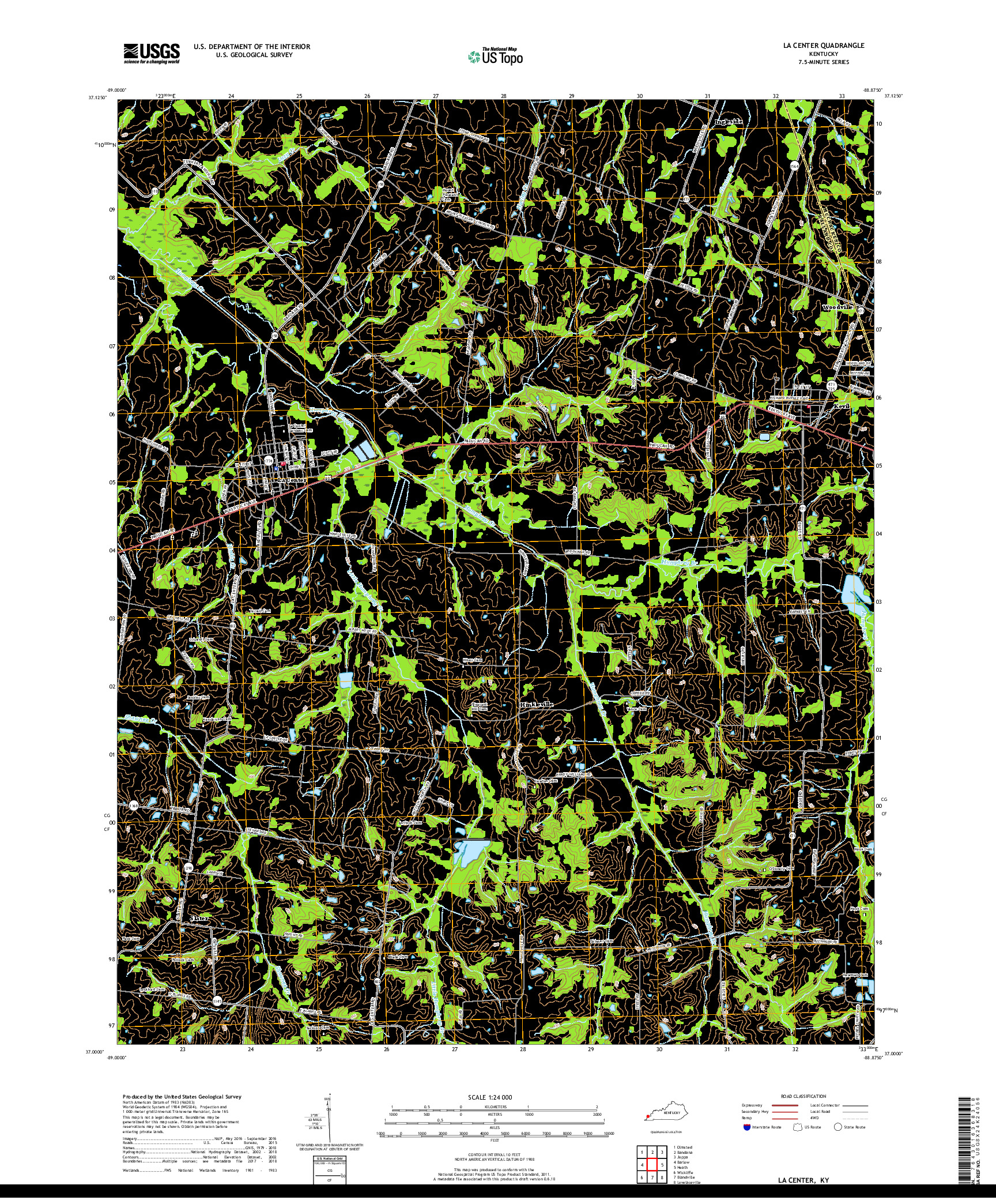 USGS US TOPO 7.5-MINUTE MAP FOR LA CENTER, KY 2019