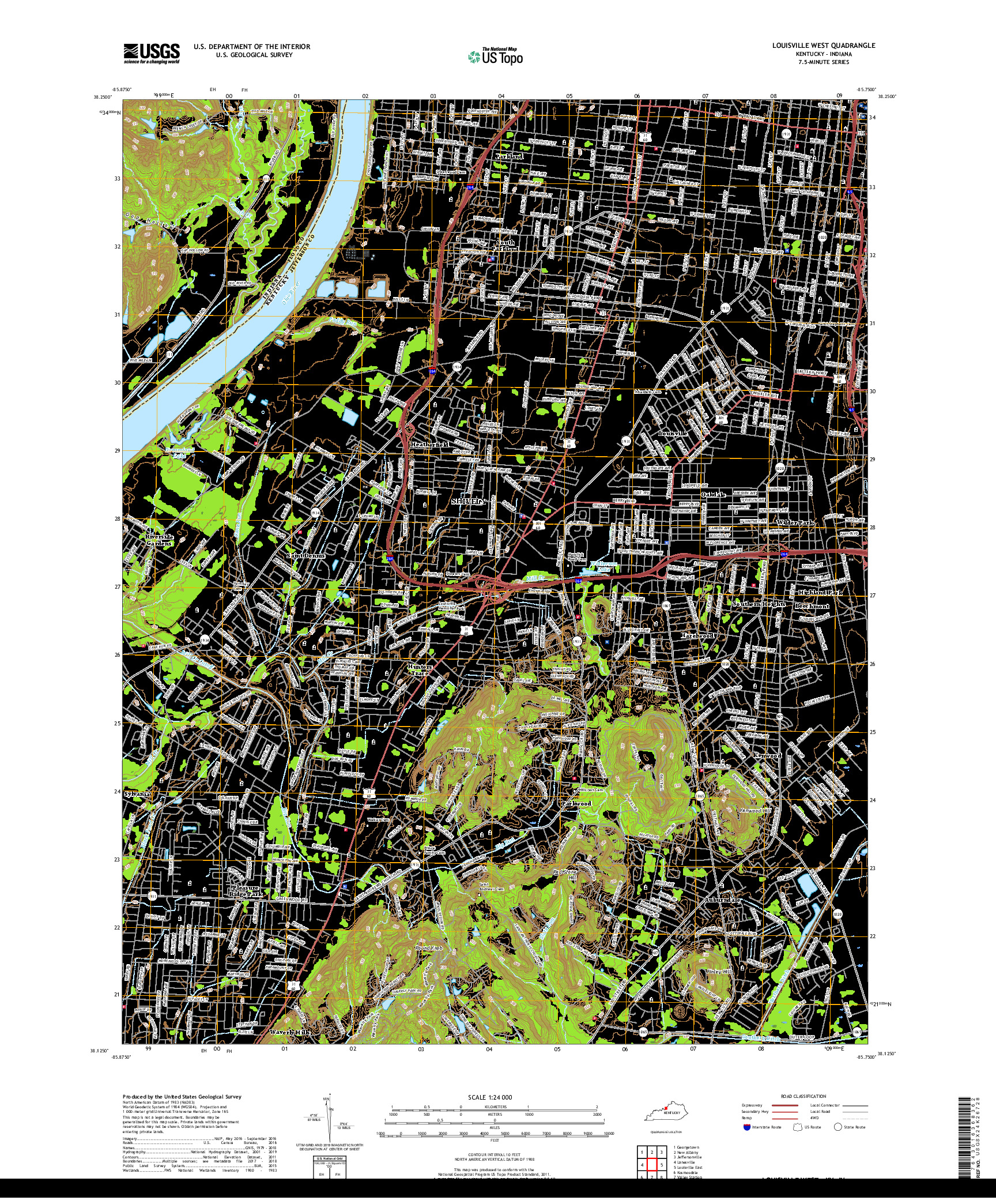 USGS US TOPO 7.5-MINUTE MAP FOR LOUISVILLE WEST, KY,IN 2019