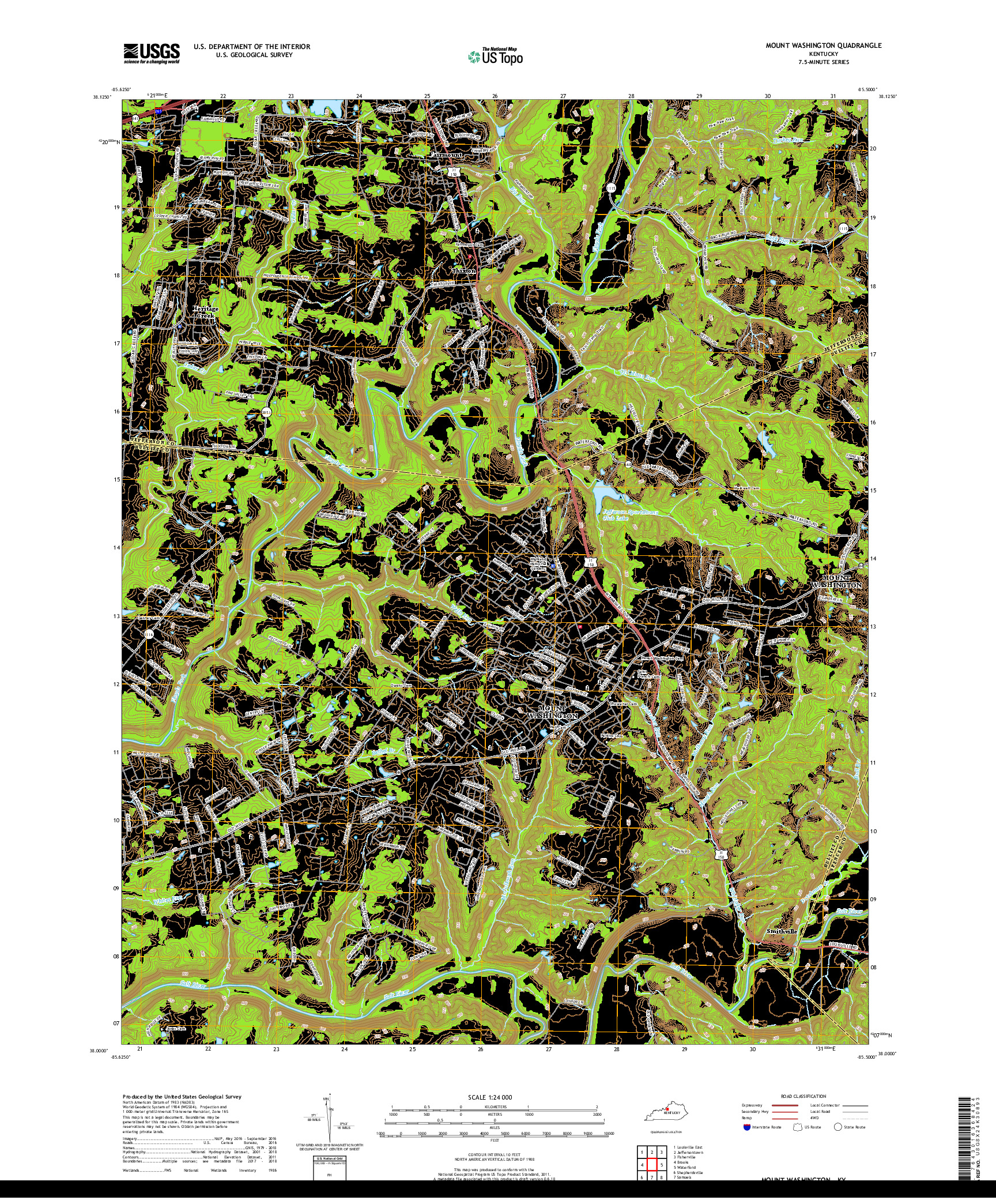 USGS US TOPO 7.5-MINUTE MAP FOR MOUNT WASHINGTON, KY 2019