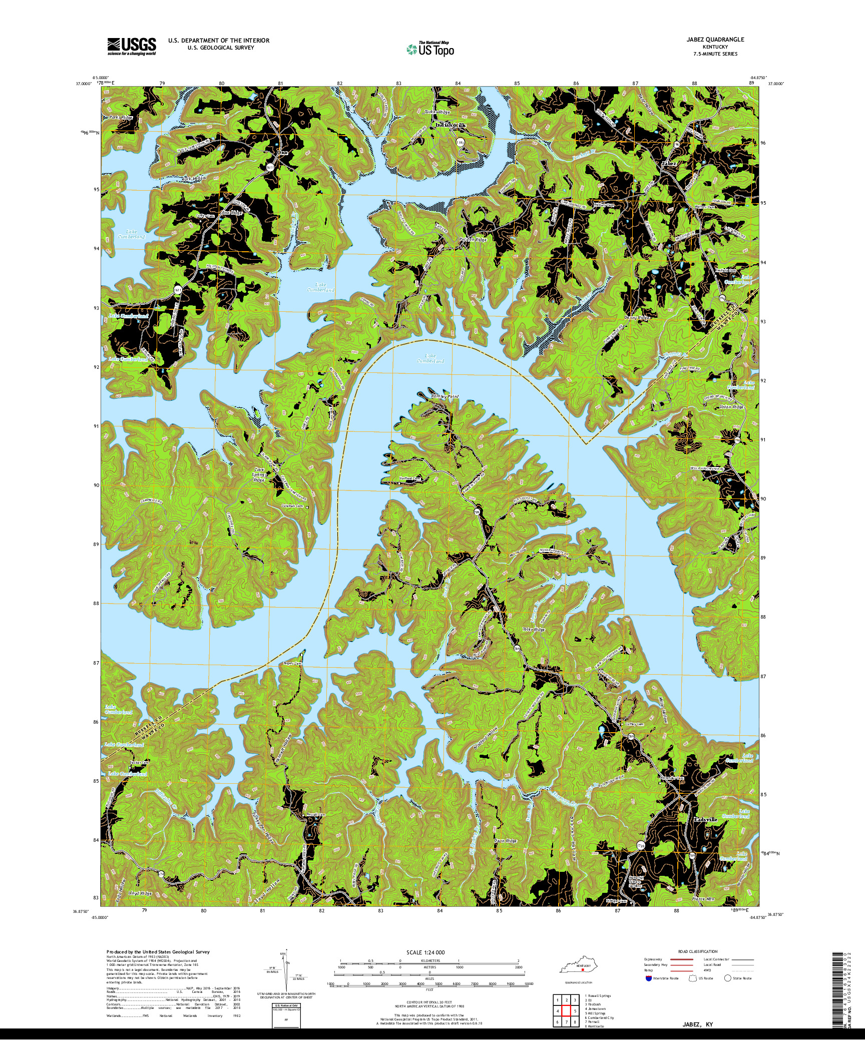 USGS US TOPO 7.5-MINUTE MAP FOR JABEZ, KY 2019