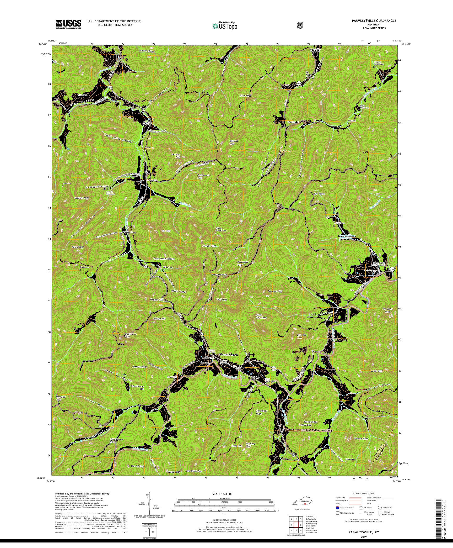 USGS US TOPO 7.5-MINUTE MAP FOR PARMLEYSVILLE, KY 2019