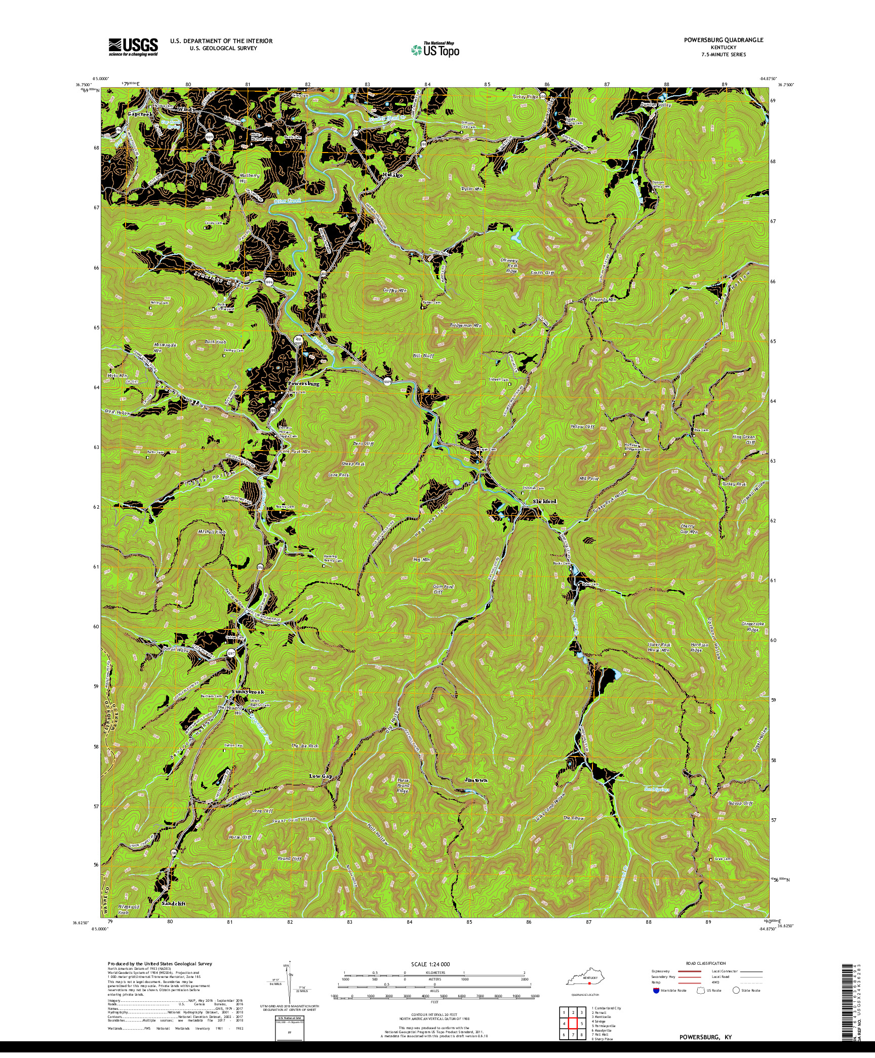 USGS US TOPO 7.5-MINUTE MAP FOR POWERSBURG, KY 2019