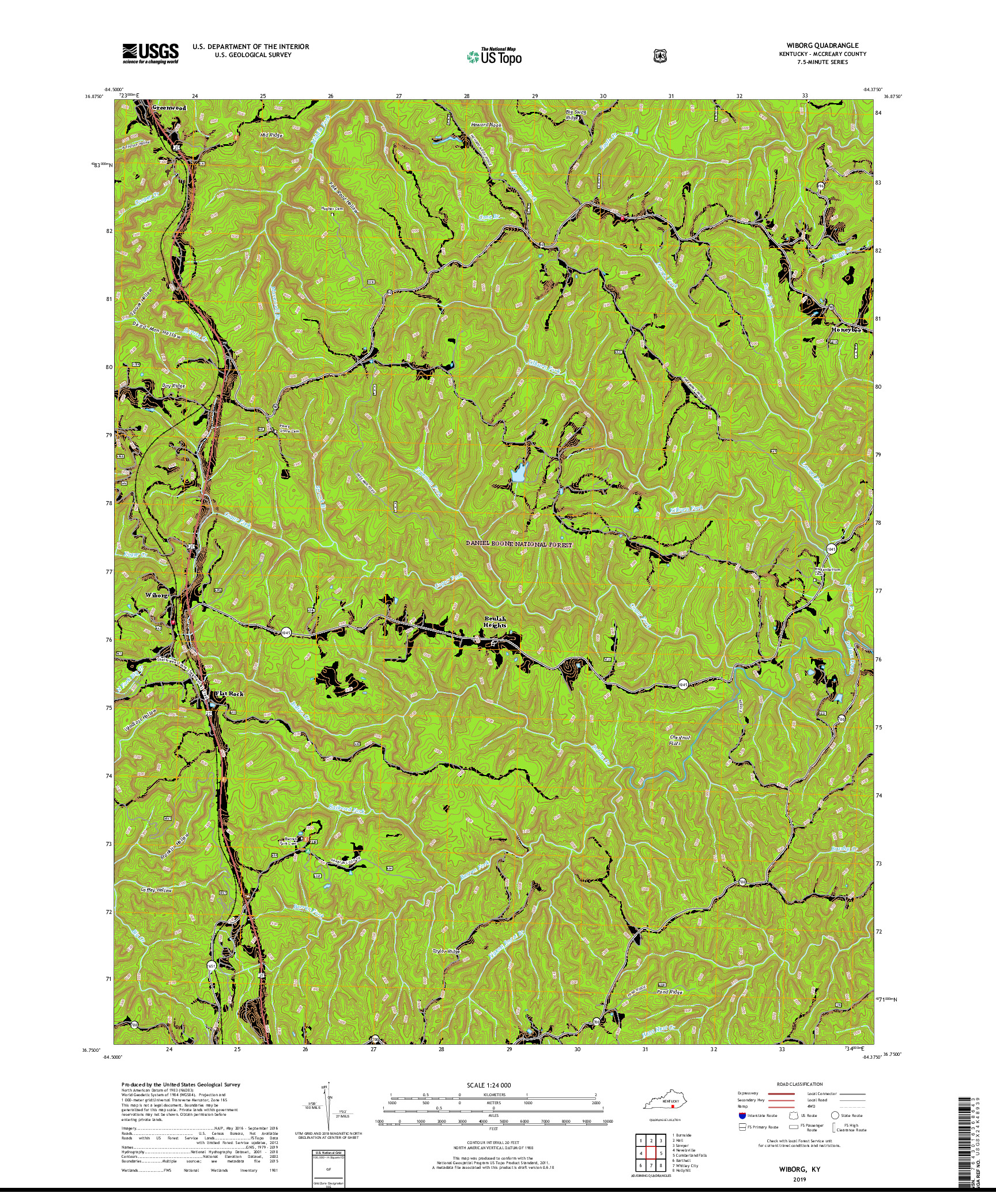 USGS US TOPO 7.5-MINUTE MAP FOR WIBORG, KY 2019