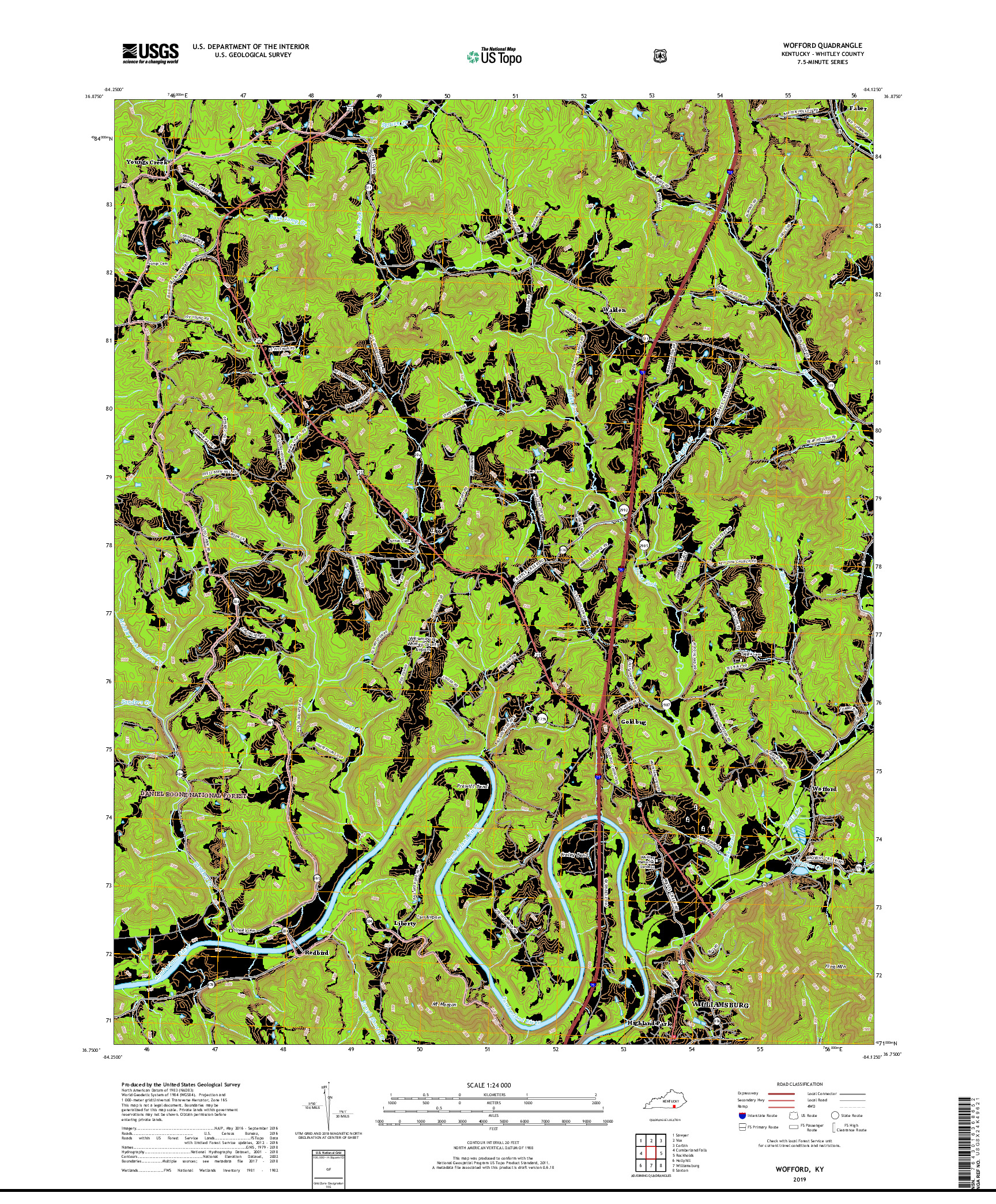 USGS US TOPO 7.5-MINUTE MAP FOR WOFFORD, KY 2019