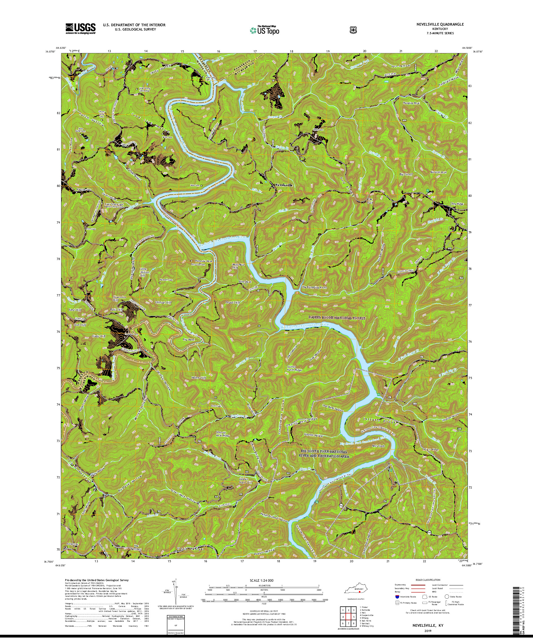 USGS US TOPO 7.5-MINUTE MAP FOR NEVELSVILLE, KY 2019