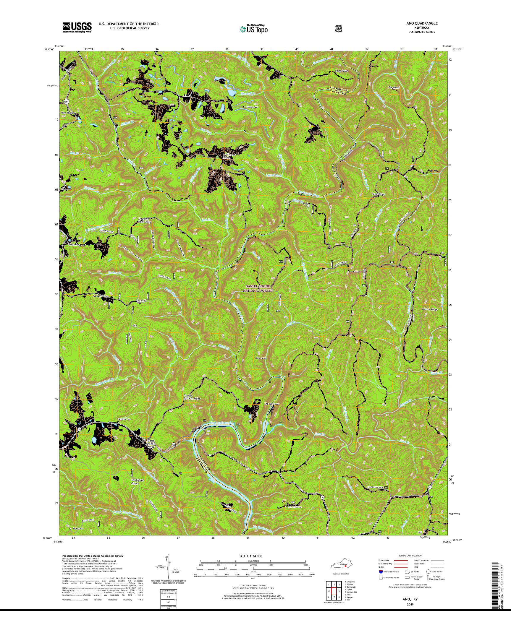 USGS US TOPO 7.5-MINUTE MAP FOR ANO, KY 2019