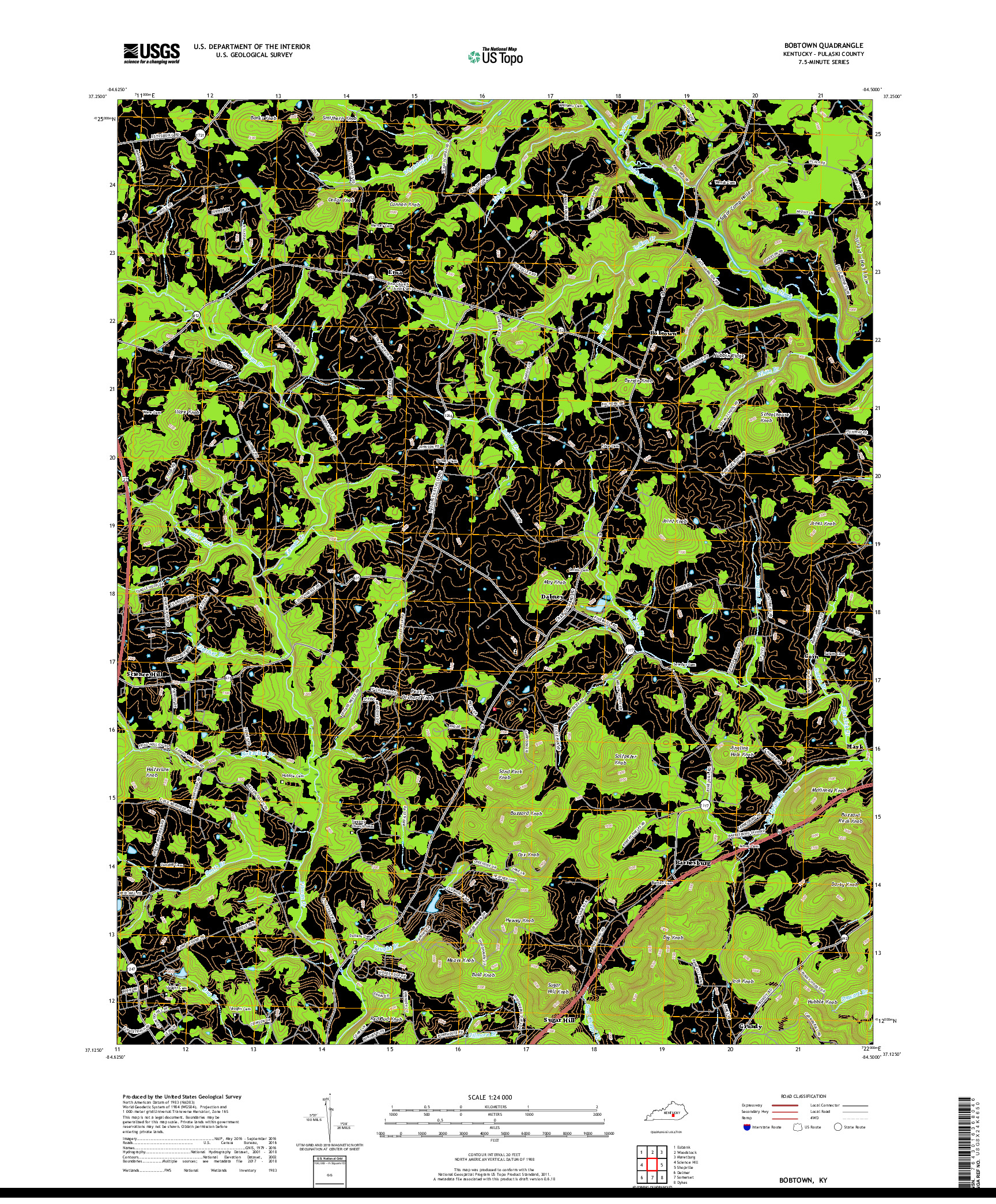 USGS US TOPO 7.5-MINUTE MAP FOR BOBTOWN, KY 2019