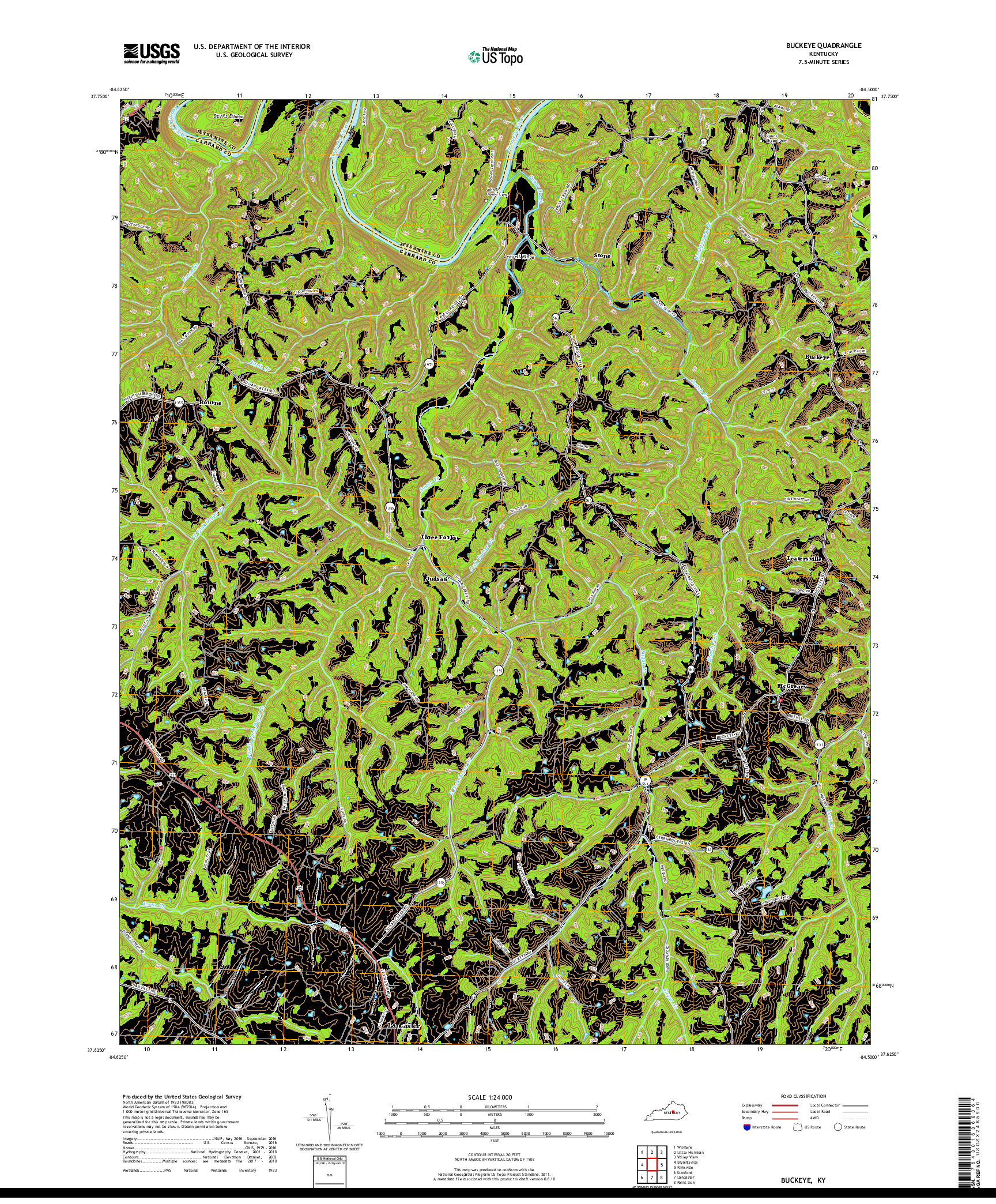 USGS US TOPO 7.5-MINUTE MAP FOR BUCKEYE, KY 2019