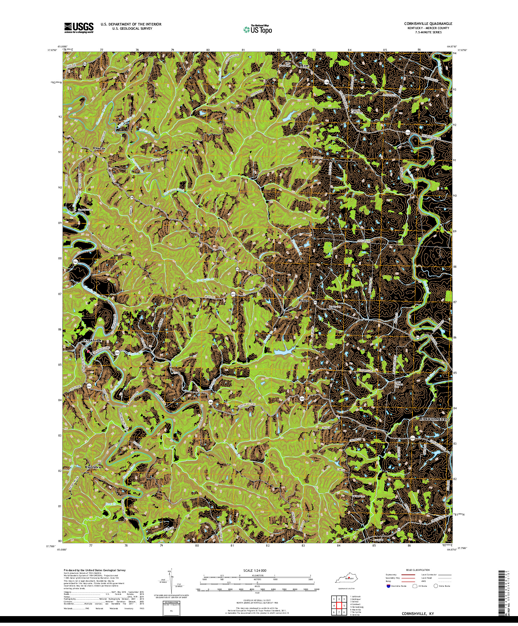 USGS US TOPO 7.5-MINUTE MAP FOR CORNISHVILLE, KY 2019