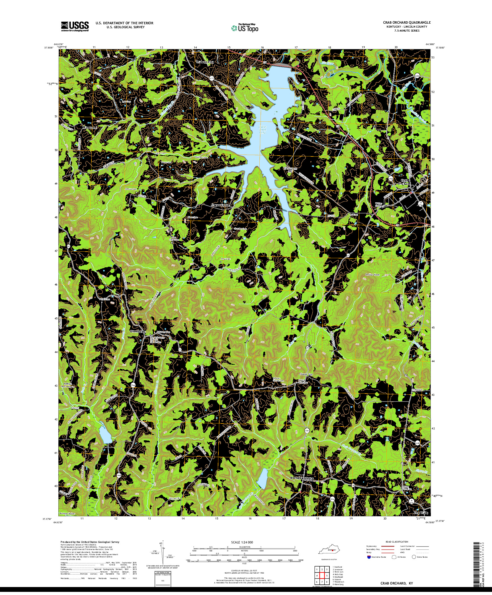 USGS US TOPO 7.5-MINUTE MAP FOR CRAB ORCHARD, KY 2019