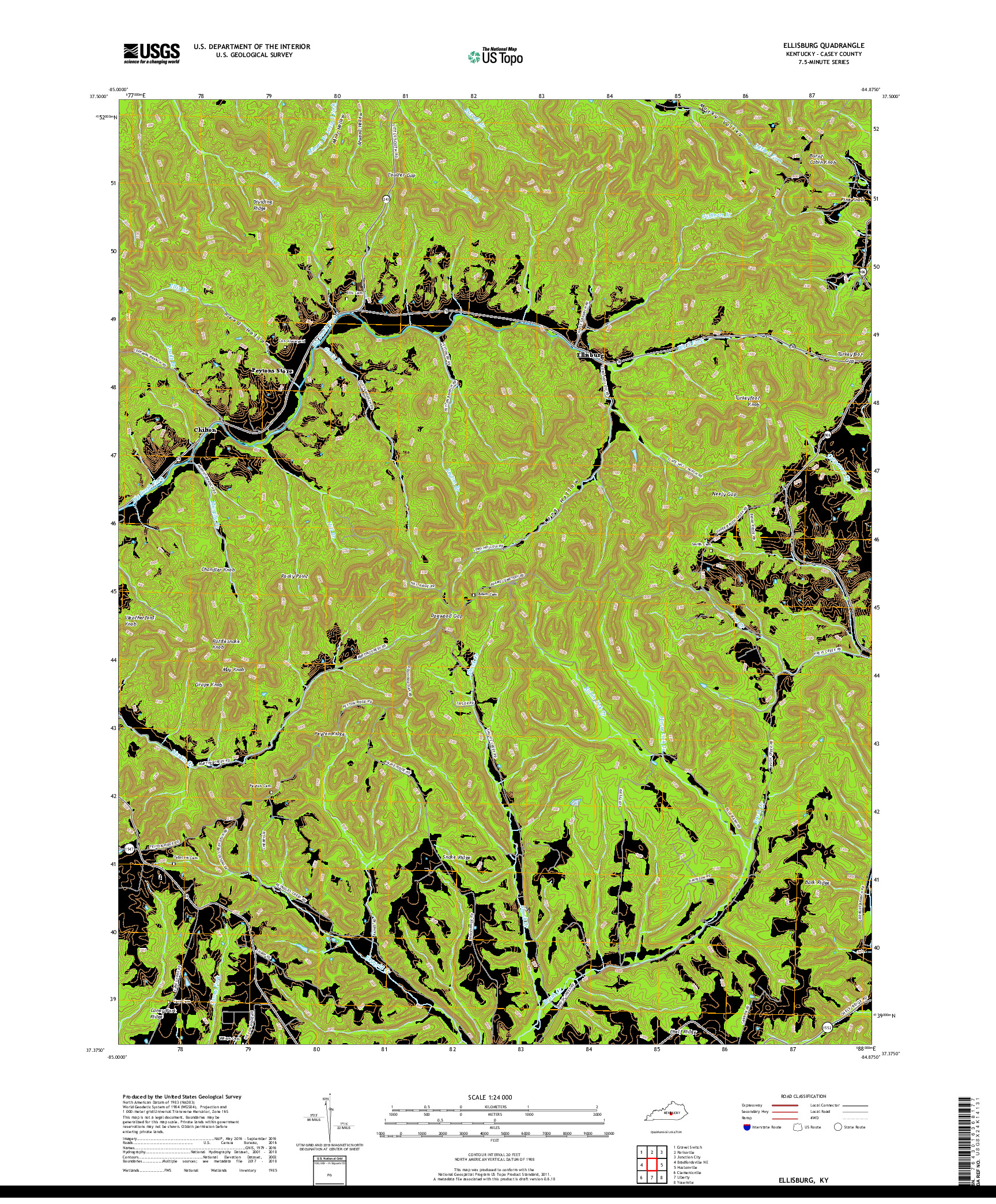 USGS US TOPO 7.5-MINUTE MAP FOR ELLISBURG, KY 2019