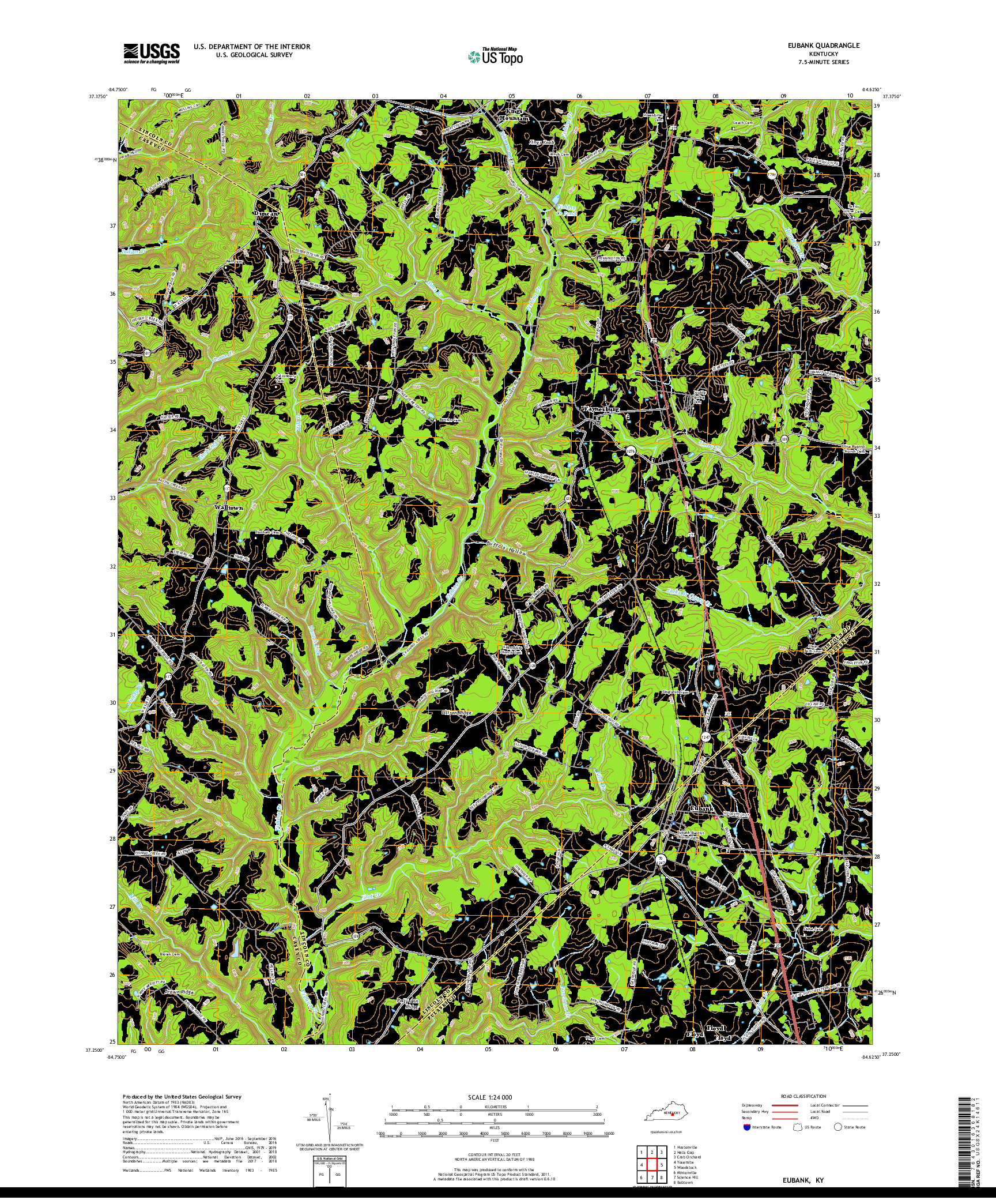 USGS US TOPO 7.5-MINUTE MAP FOR EUBANK, KY 2019