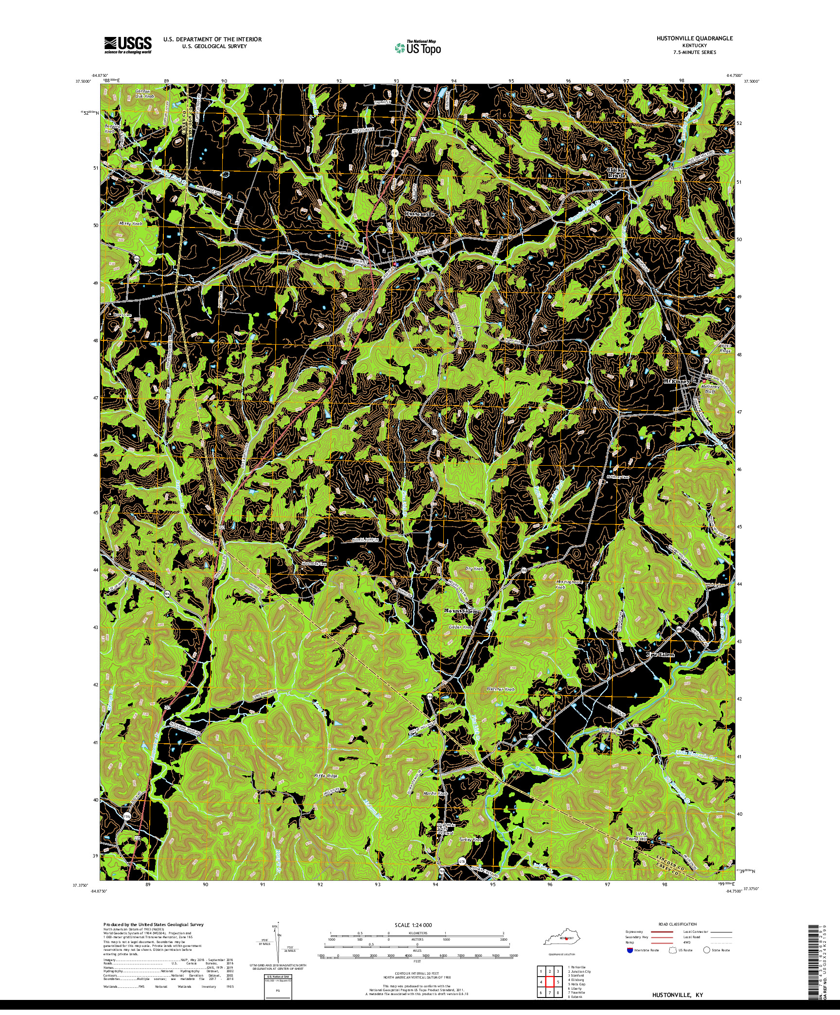 USGS US TOPO 7.5-MINUTE MAP FOR HUSTONVILLE, KY 2019