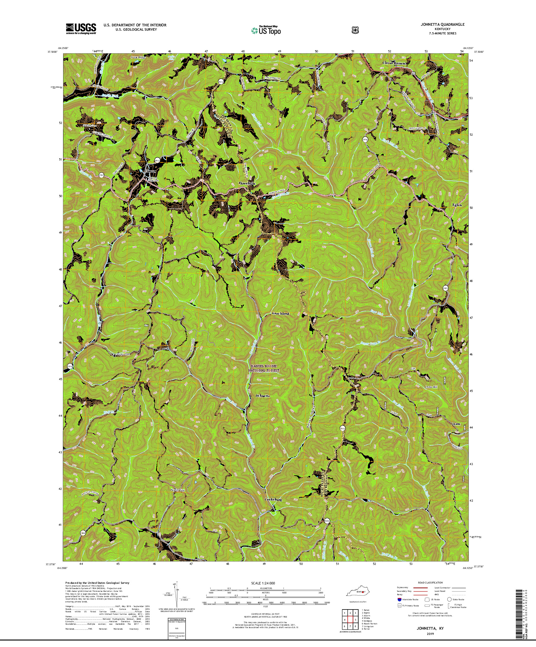 USGS US TOPO 7.5-MINUTE MAP FOR JOHNETTA, KY 2019