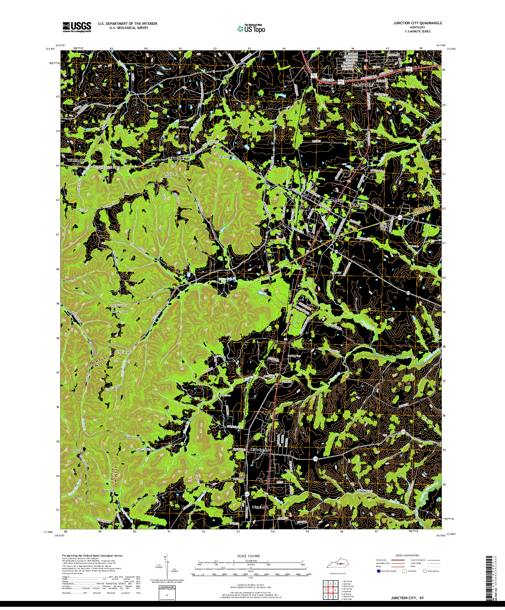 USGS US TOPO 7.5-MINUTE MAP FOR JUNCTION CITY, KY 2019