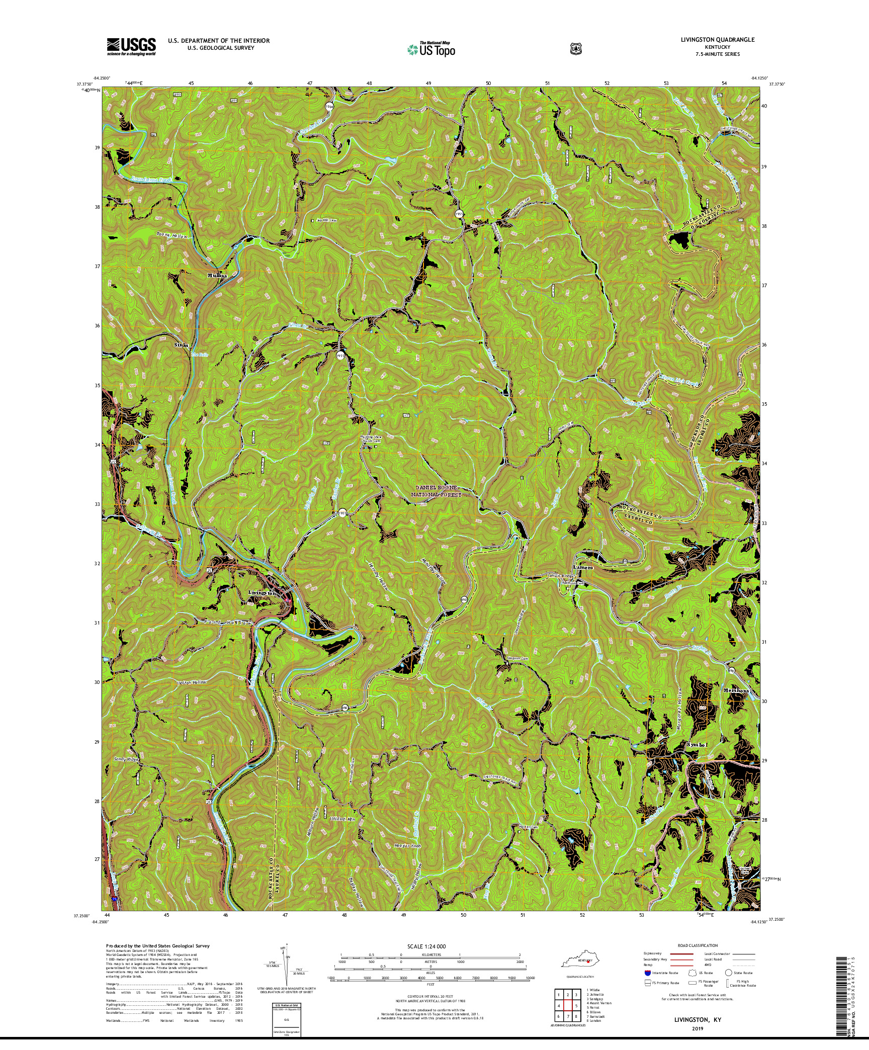 USGS US TOPO 7.5-MINUTE MAP FOR LIVINGSTON, KY 2019