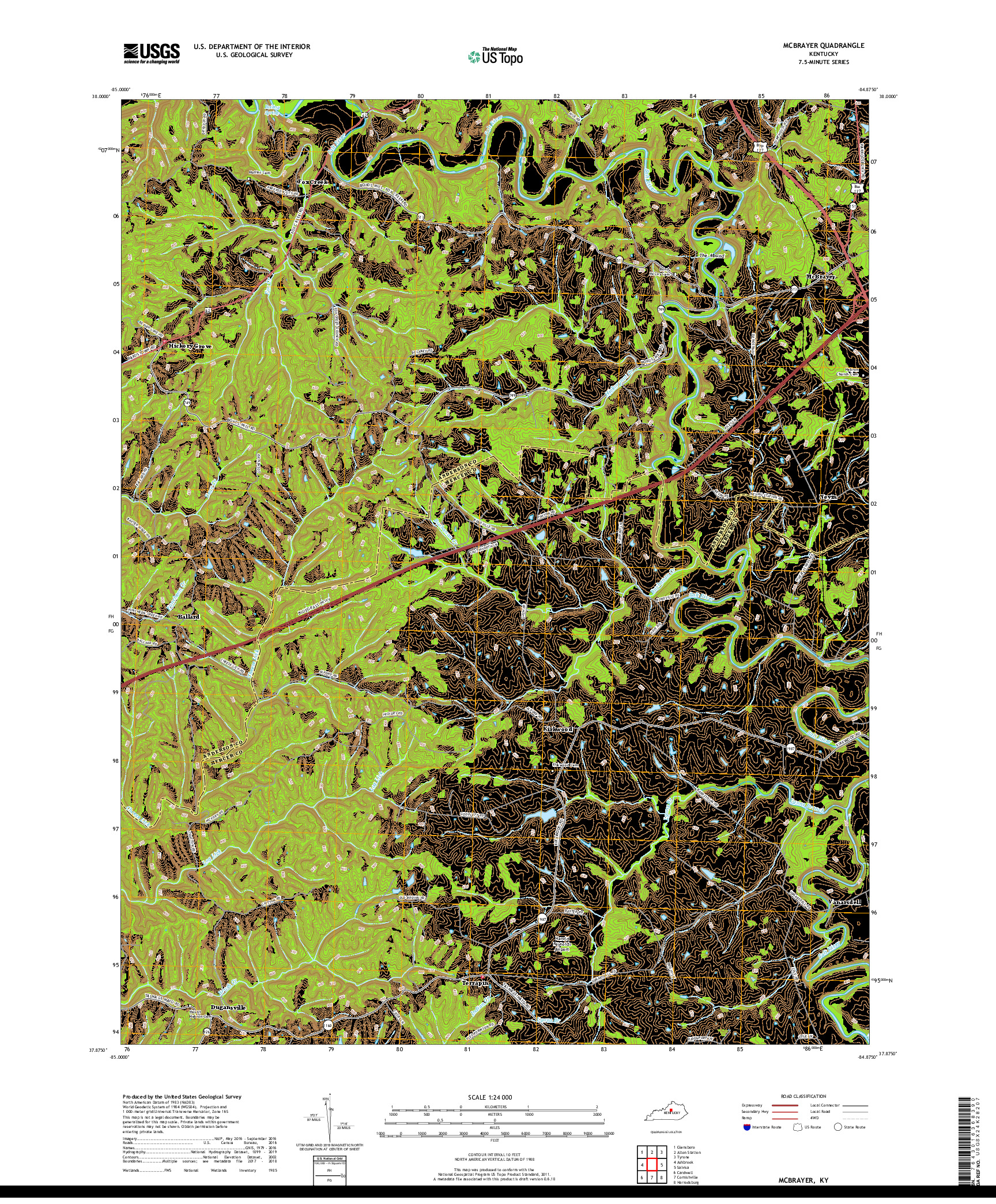 USGS US TOPO 7.5-MINUTE MAP FOR MCBRAYER, KY 2019