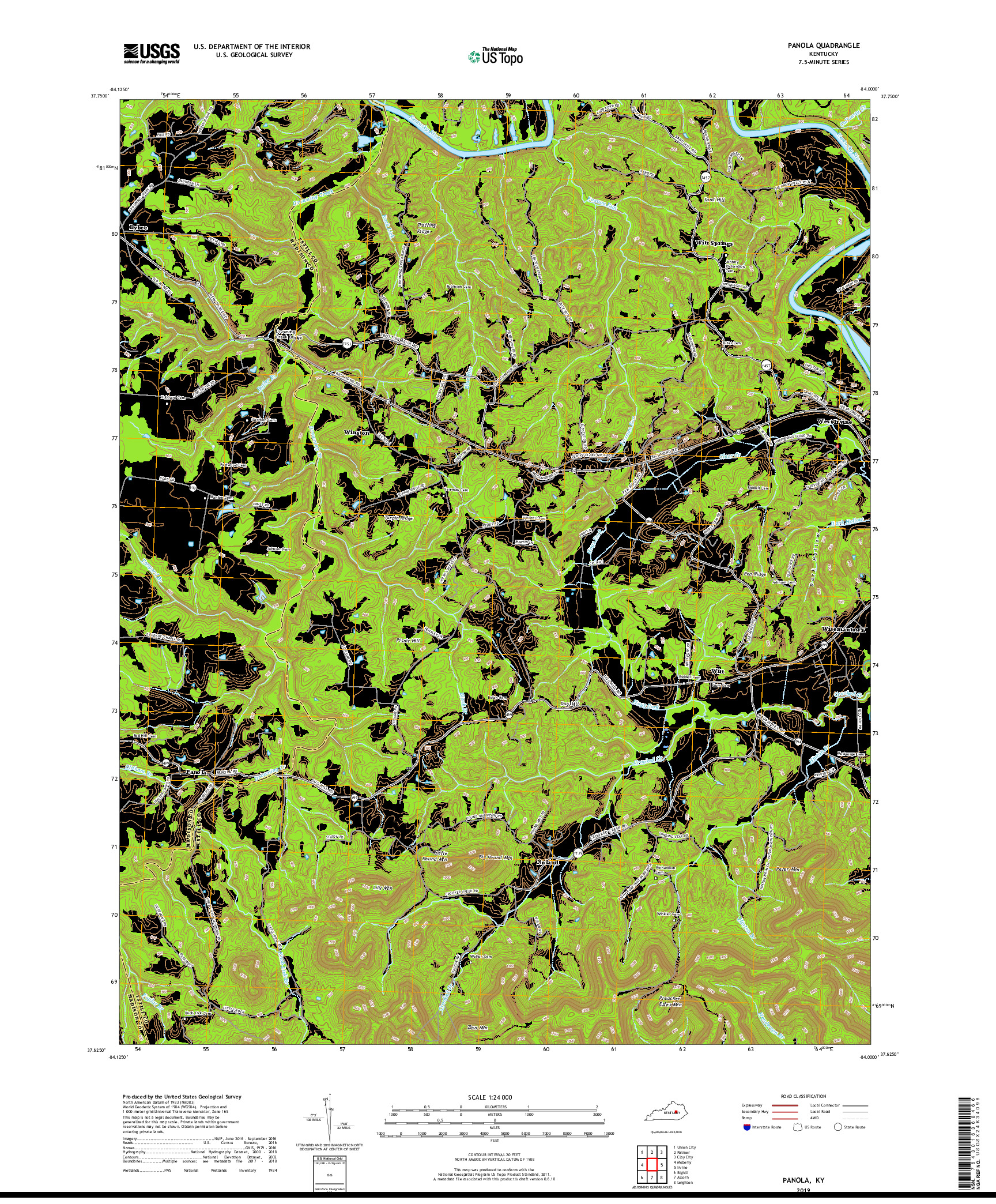 USGS US TOPO 7.5-MINUTE MAP FOR PANOLA, KY 2019