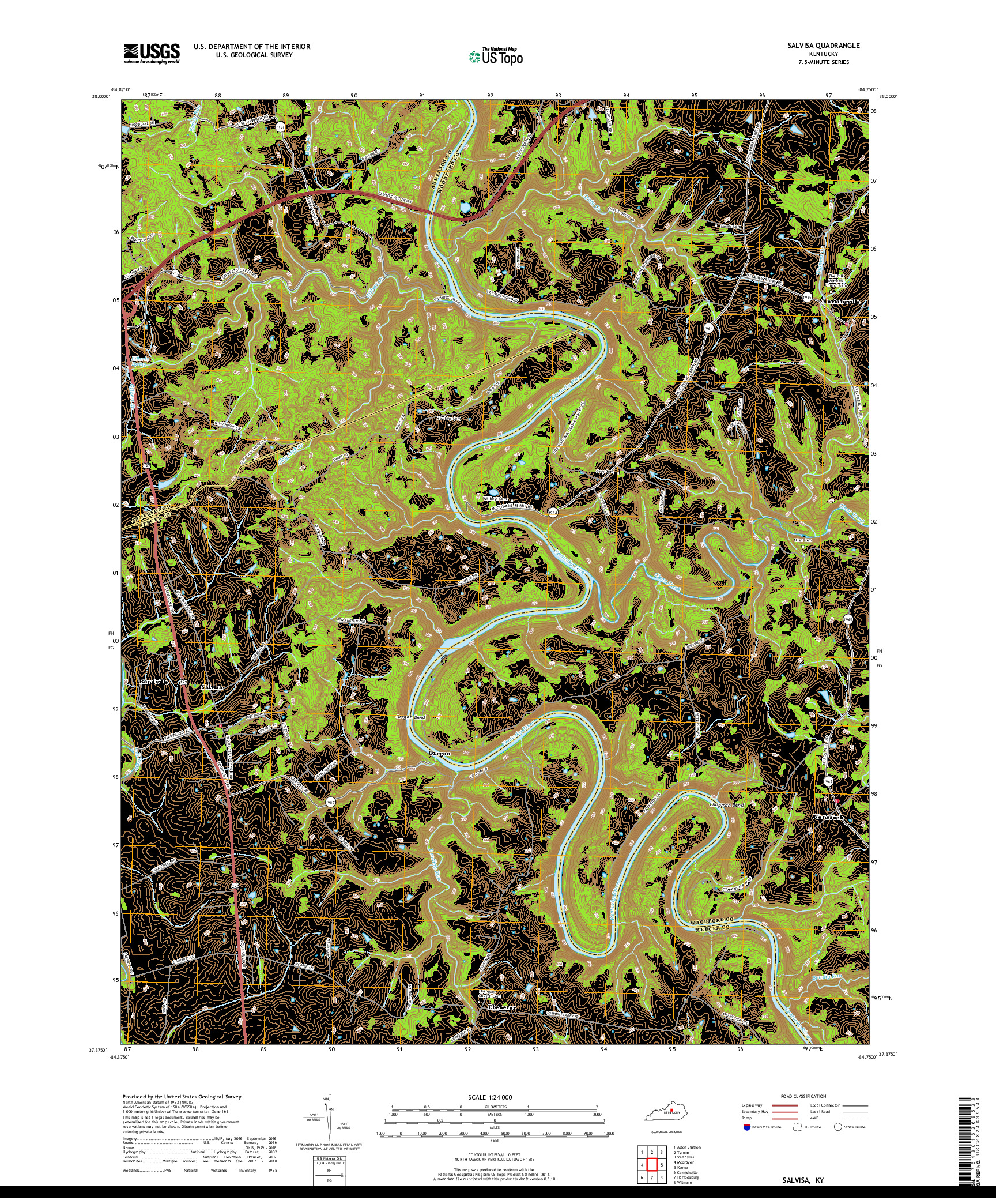 USGS US TOPO 7.5-MINUTE MAP FOR SALVISA, KY 2019