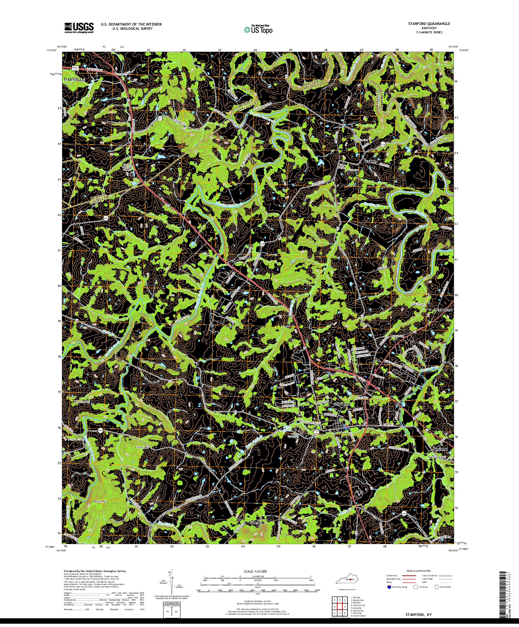 USGS US TOPO 7.5-MINUTE MAP FOR STANFORD, KY 2019