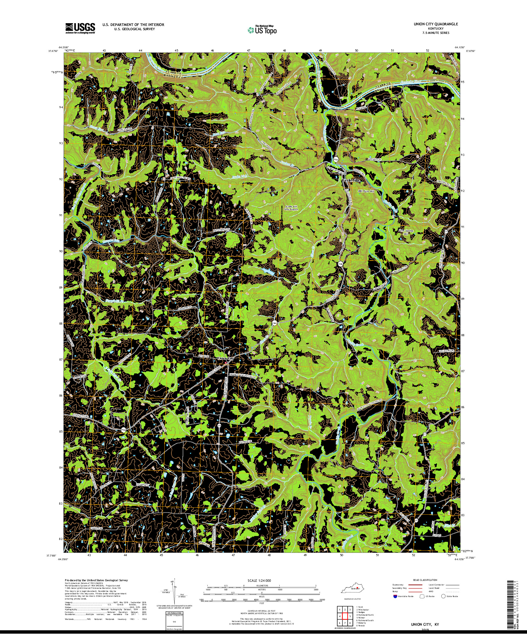 USGS US TOPO 7.5-MINUTE MAP FOR UNION CITY, KY 2019