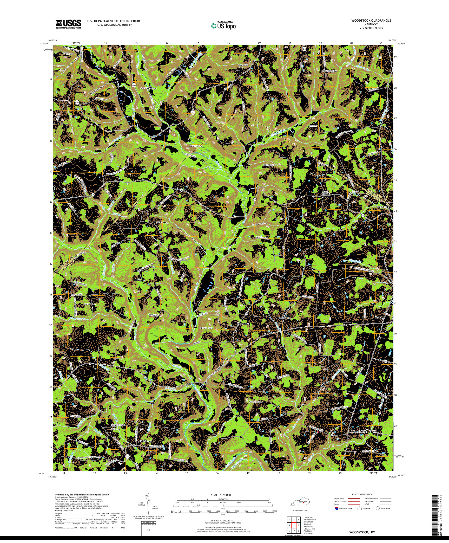 USGS US TOPO 7.5-MINUTE MAP FOR WOODSTOCK, KY 2019