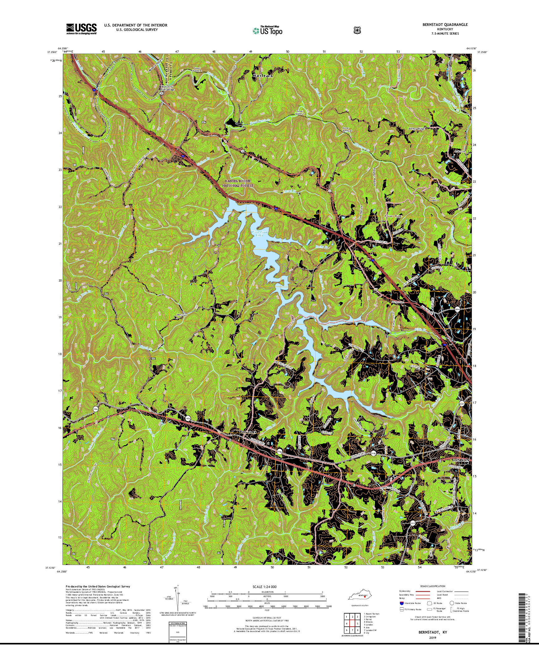 USGS US TOPO 7.5-MINUTE MAP FOR BERNSTADT, KY 2019