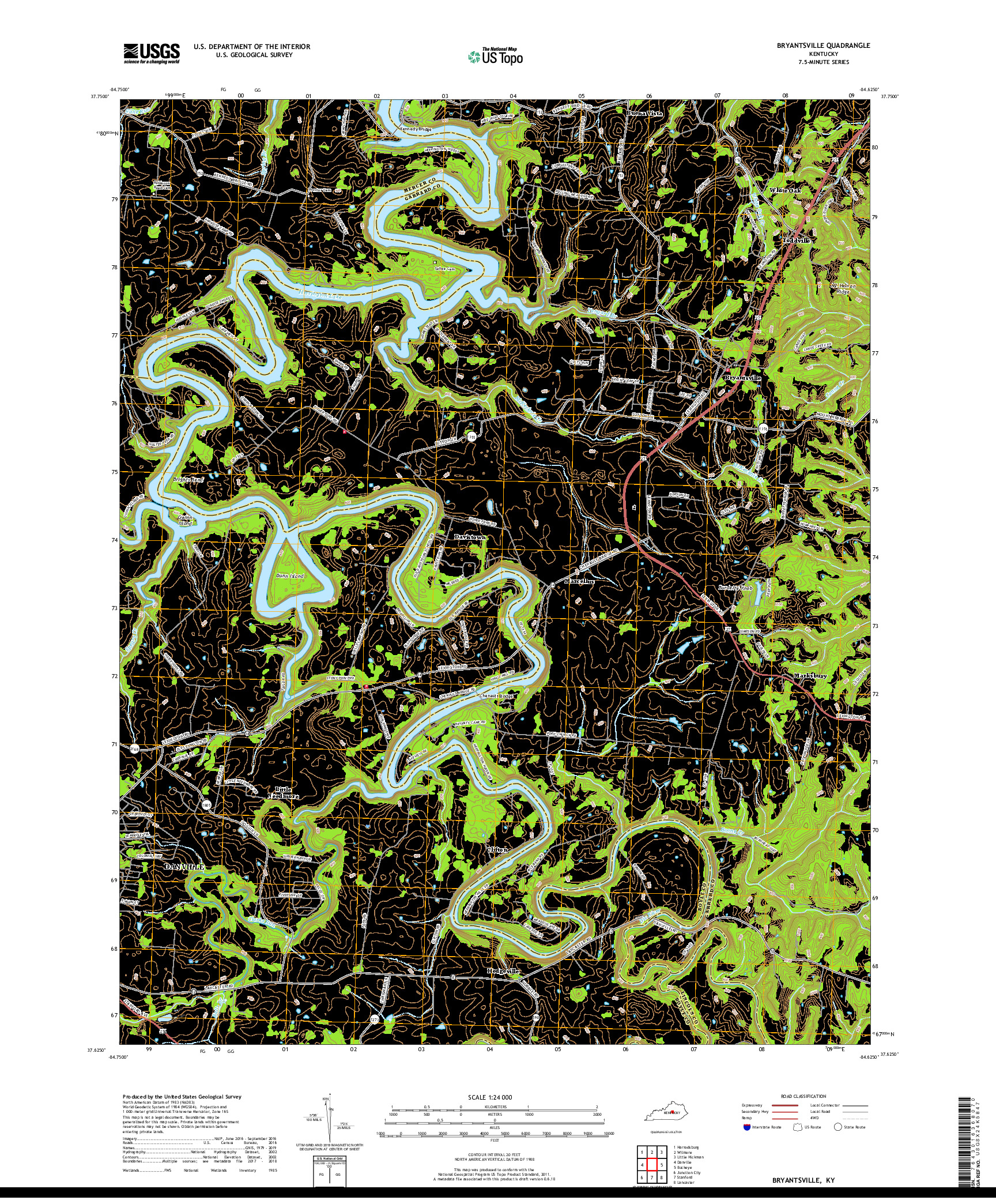 USGS US TOPO 7.5-MINUTE MAP FOR BRYANTSVILLE, KY 2019